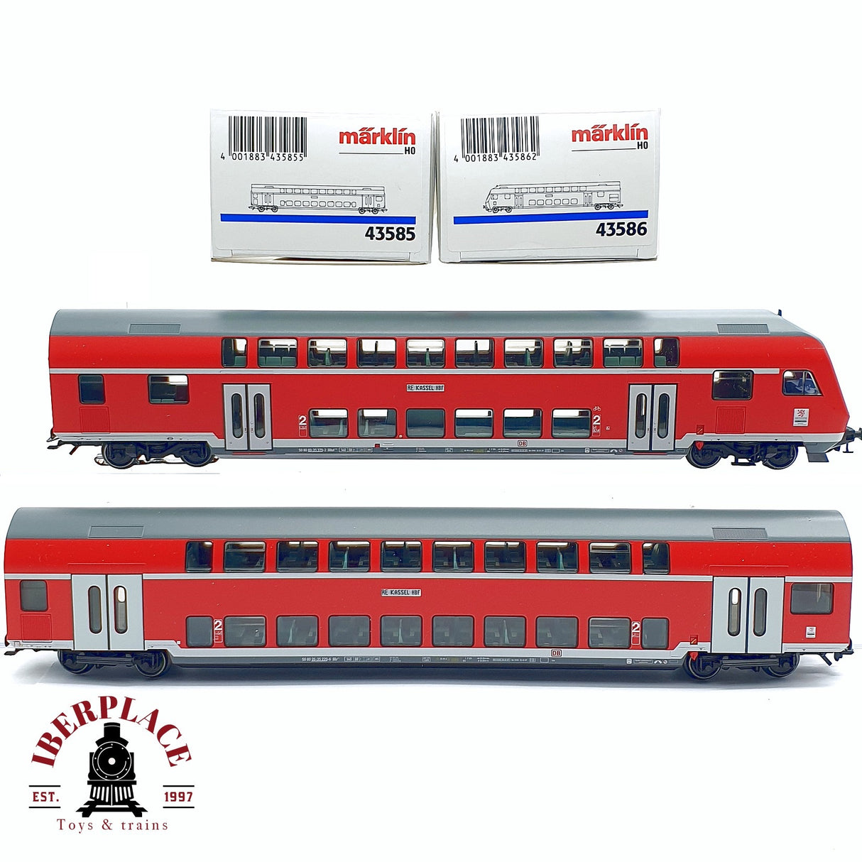 ♻️ 2da mano - Märklin 2x vagones de pasajero de doble piso Re Kassel HBF DB H0 escala 1:87