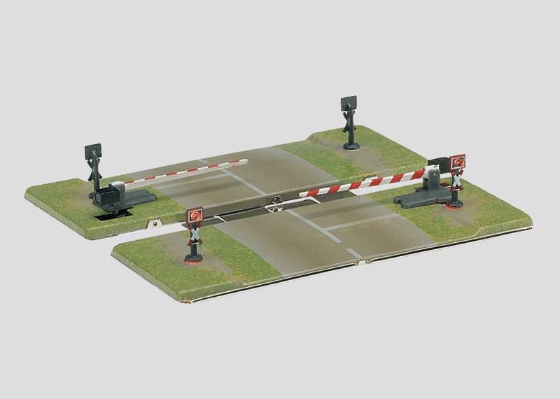 Märklin 8992 – paso a nivel con dos semibarreras, escala Z. Imagen del fabricante.