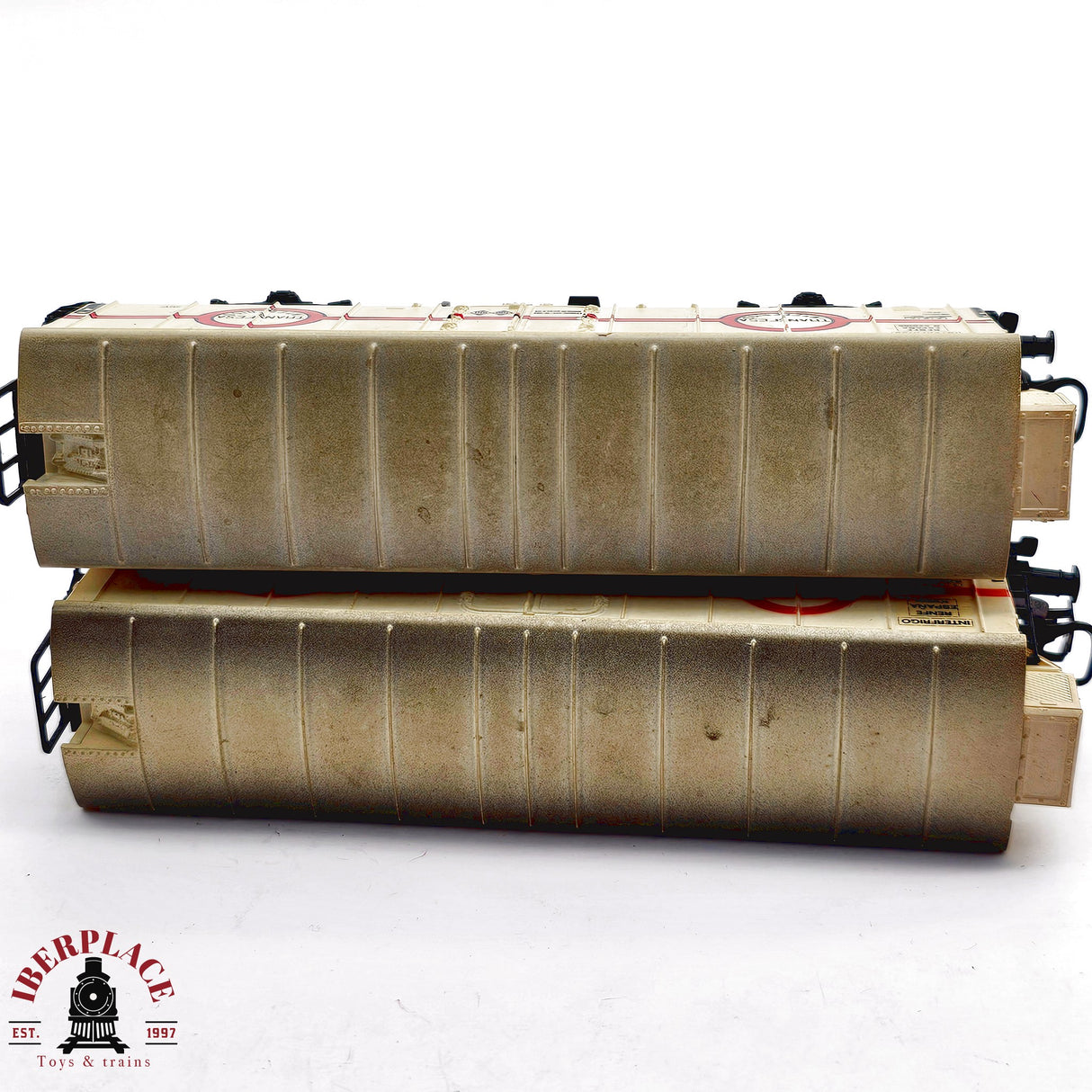 ♻️ 2da mano - 2x Electrotren vagones cerrados transfesa interfrigo RENFE H0 escala 1:87 A15