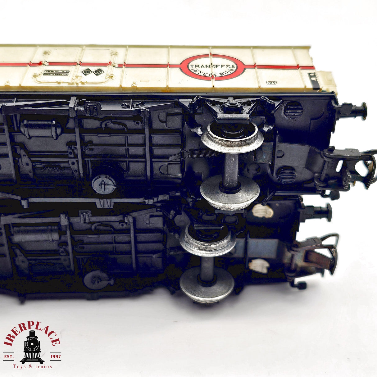 ♻️ 2da mano - 2x Electrotren vagones cerrados transfesa interfrigo RENFE H0 escala 1:87 A15