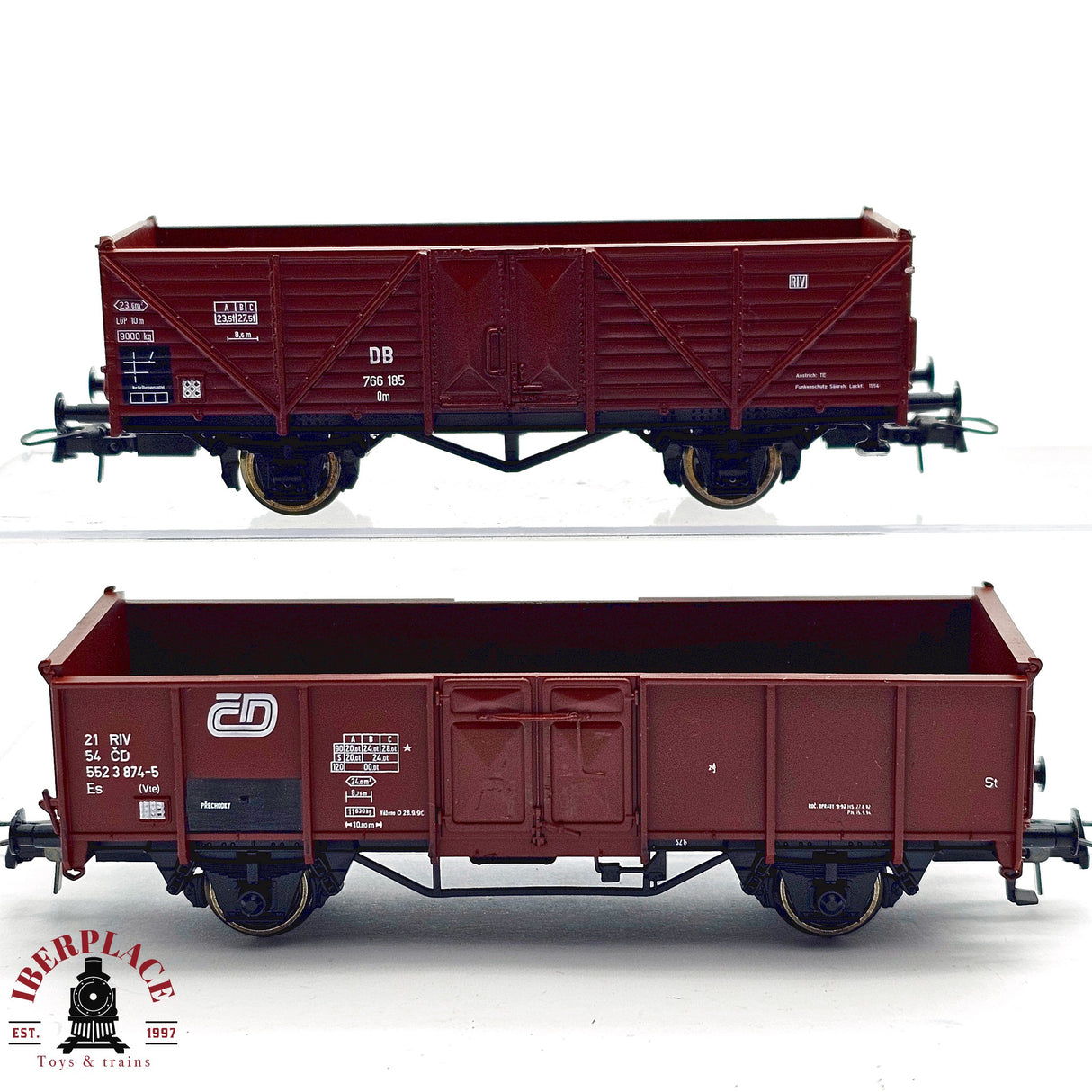 ♻️ 2da mano - 2x Roco vagones de bordes altos DB CD H0 escala 1:87 A15