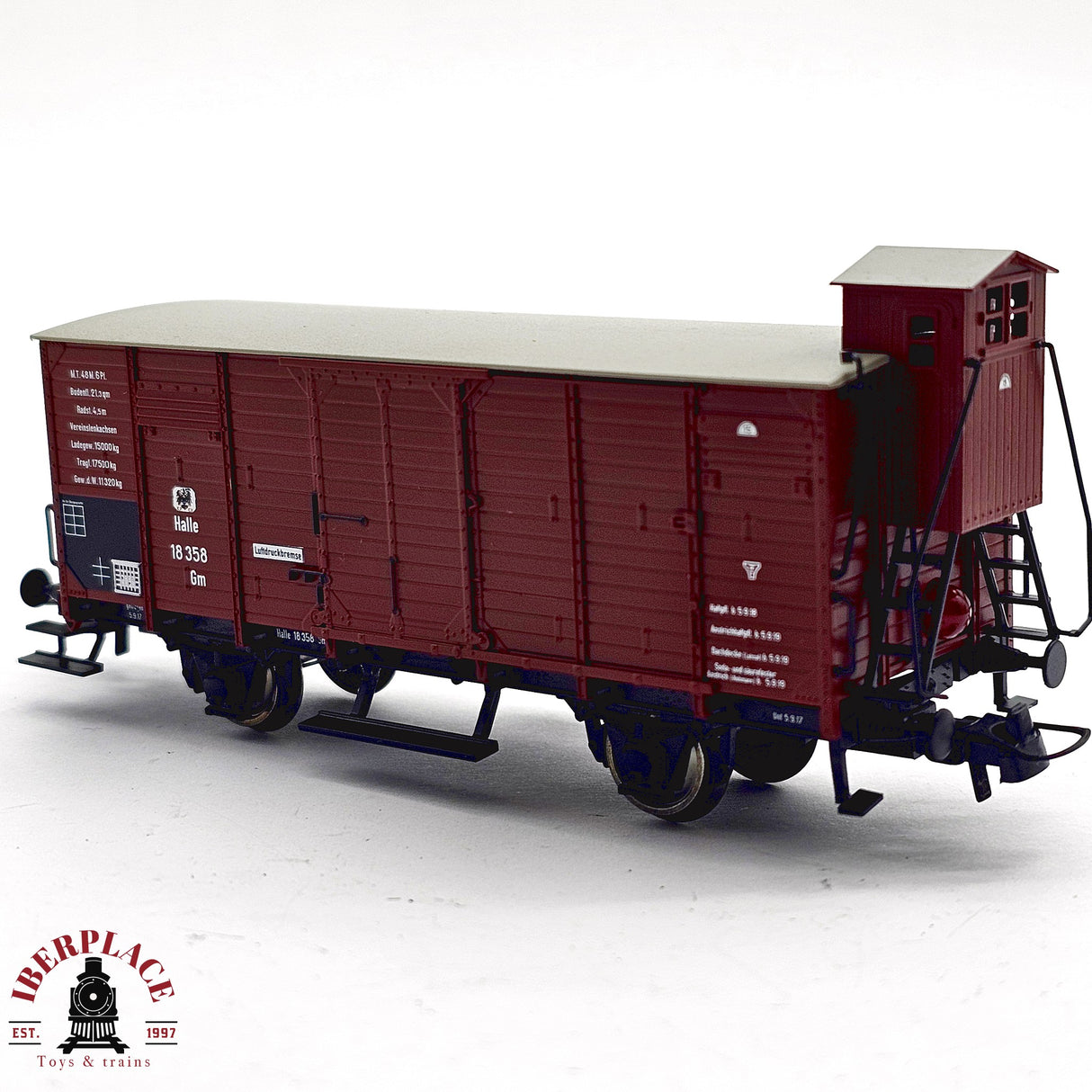 ♻️ 2da mano - DC Roco vagón cerrado con garita K.P.E.V 18 358 H0 escala 1:87 A15