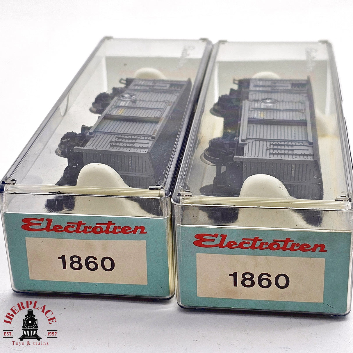 ♻️ 2da mano - DC Electrotren 2x 1860 vagones cerrados con puerta corredera RENFE H0 escala 1:87 A15