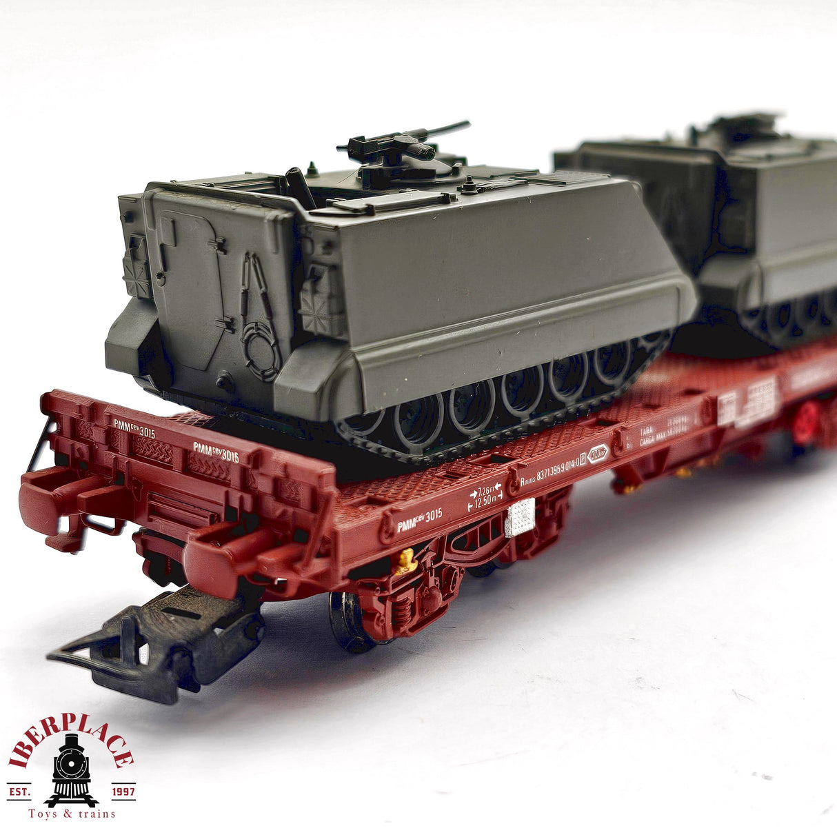 ♻️ 2da mano - Electrotren 5142 vagon plataforma vehículos militares H0 escala 1:87 A15