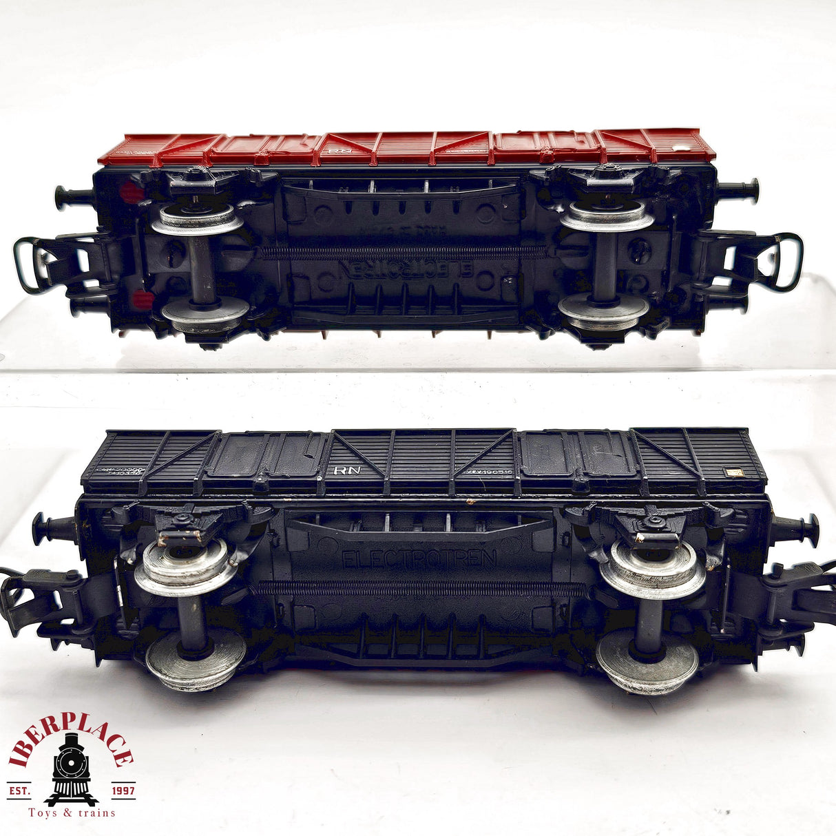 ♻️ 2da mano - DC 2x Electrotren vagones de borde alto con carbón y gravilla H0 escala 1:87 A15