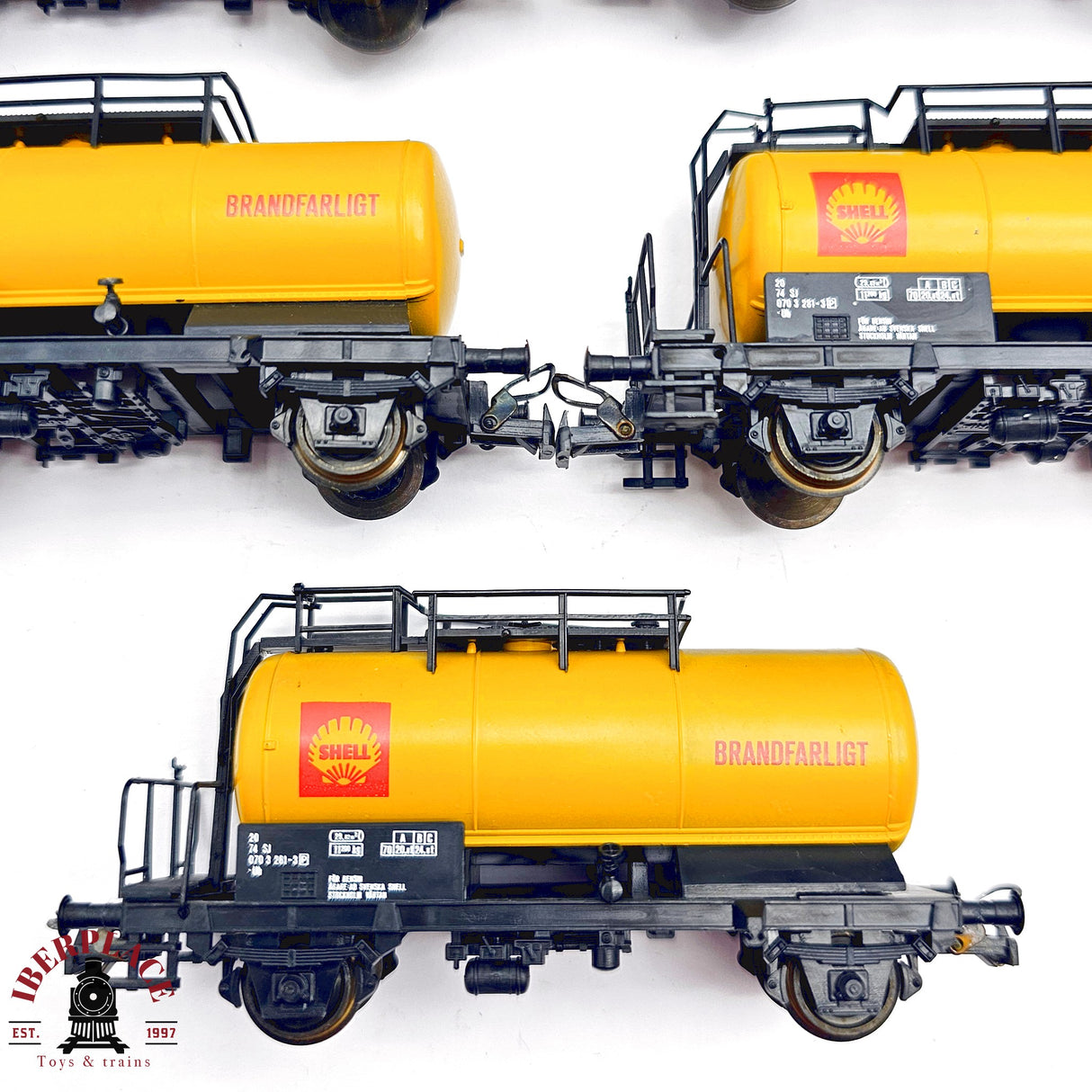 ♻️ 2da mano - DC 5x Roco vagones cisterna Shell SJ H0 escala 1:87 A15