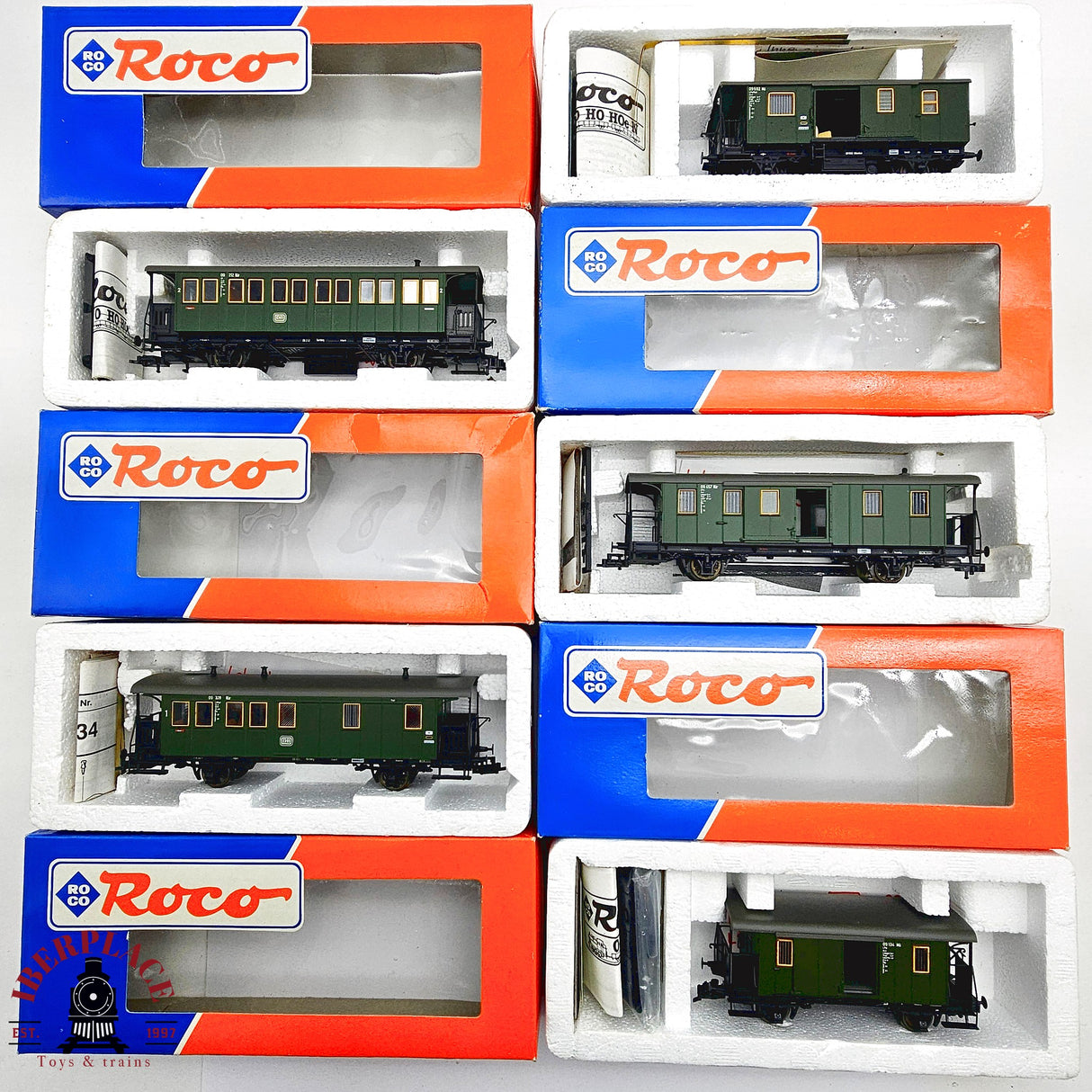 ♻️ 2da mano - DC 5x Roco vagones pasajeros DB clases 1-2 H0 escala 1:87 E13