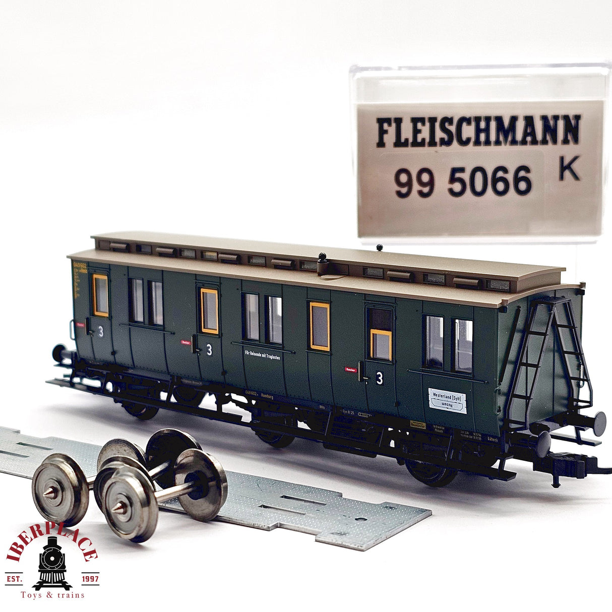 ♻️ 2da mano - DC Fleischmann 99 5066K vagón pasajeros clase 3 H0 escala 1:87 E13