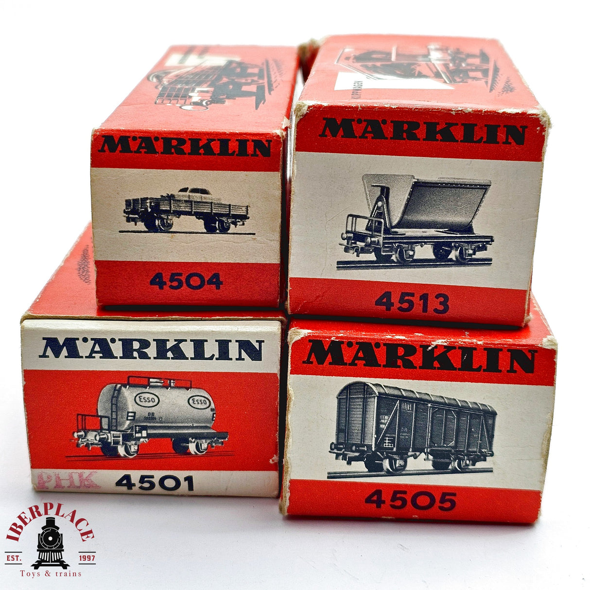 ♻️ 2da mano - Märklin 4x vagones mercancias DB H0 escala 1:87 E13