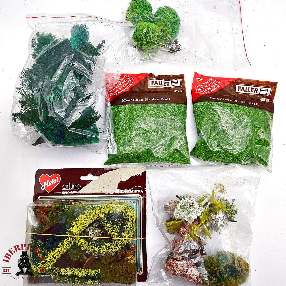 ♻️ 2da mano - Heki Faller lote de balasto y arboles naturaleza para tu maqueta H0 escala 1:87 E13