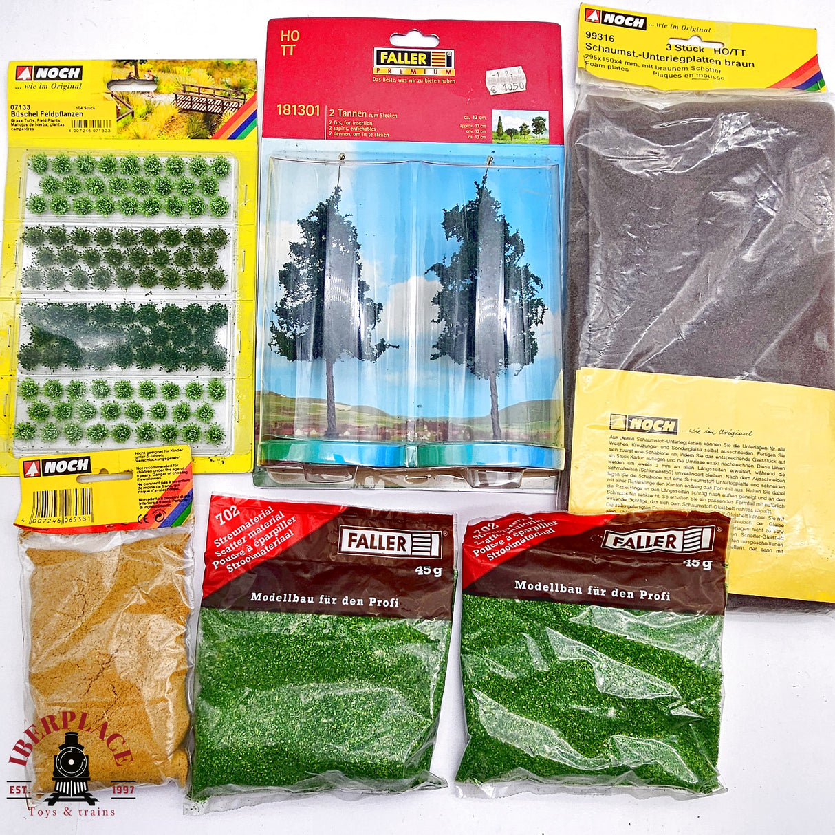 ♻️ 2da mano - Noch Faller lote de abetos espuma manojos de hierba H0 escala 1:87 E13