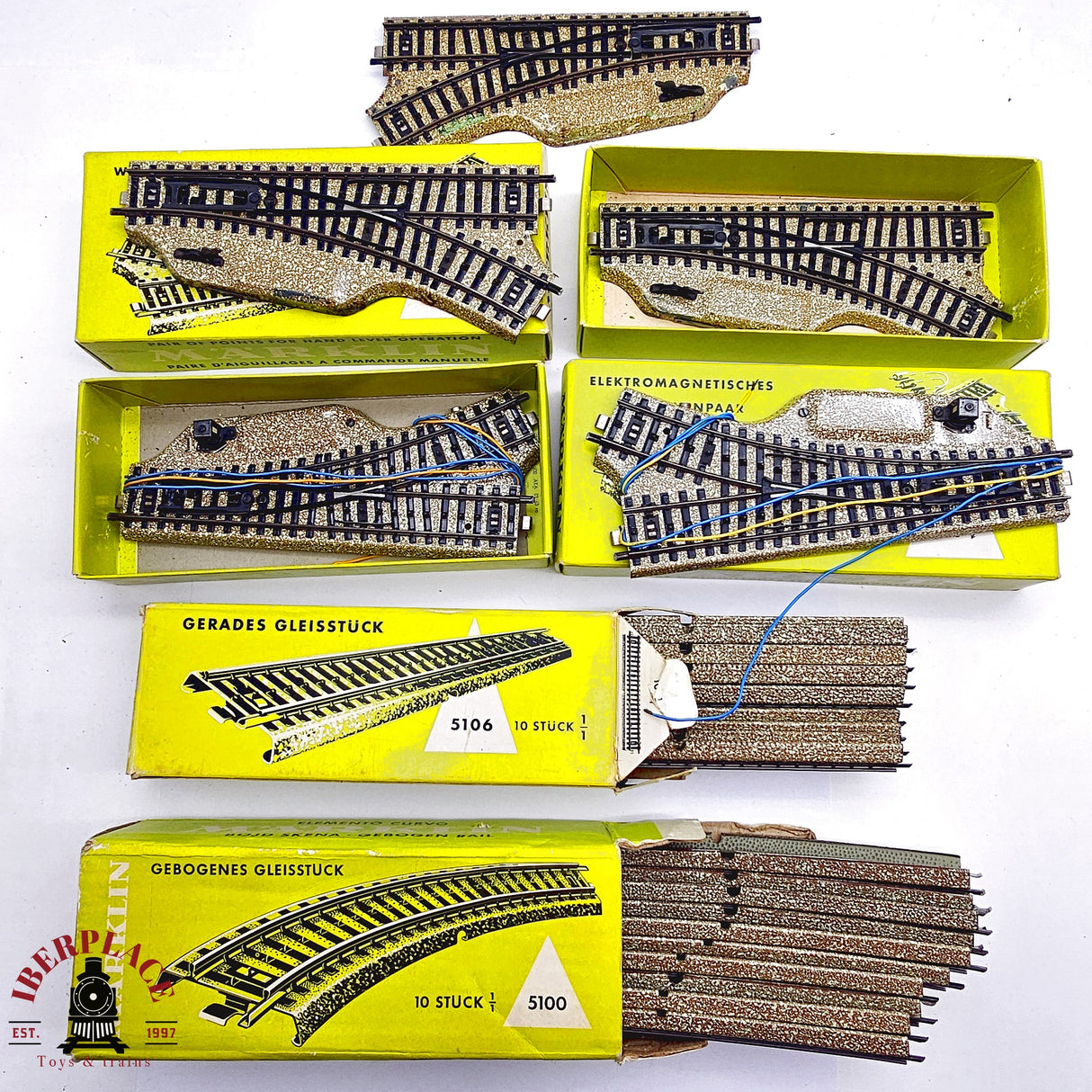 ♻️ 2da mano - Märklin Lote de vías curvas rectas desvíos sistema M H0 escala 1:87 E13