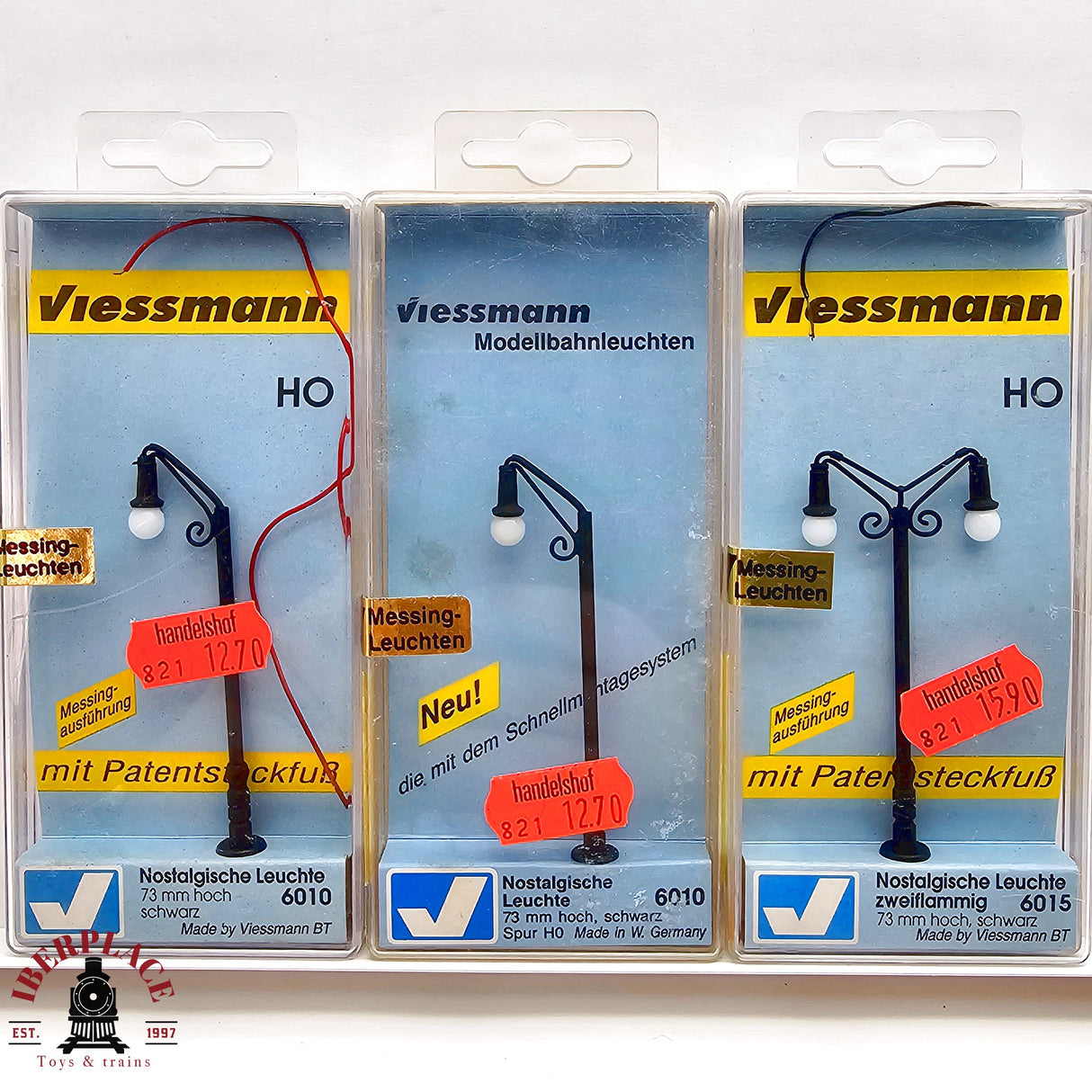 ♻️ 2da mano - 3x Viessmann lamparas nostálgicas H0 escala 1:87 E13x