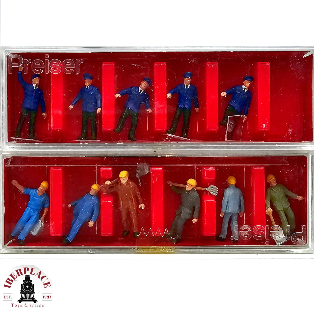 ♻️ 2da mano - 2x Preiser figuras trabajadores de las vias H0 escala 1:87 E13