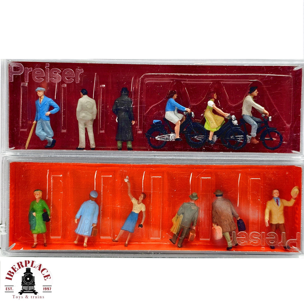 ♻️ 2da mano - Preiser 2x viajeros y paseantes H0 escala 1:87 E13