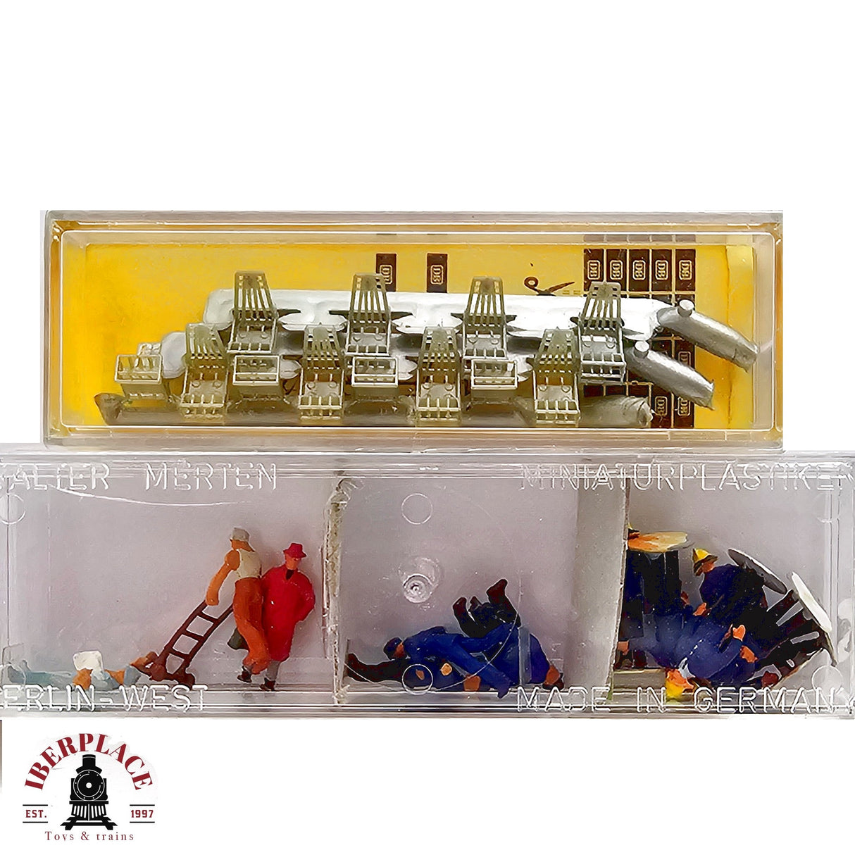 ♻️ 2da mano - 2x Preiser Merten sillas y oficiales H0 escala 1:87 E13