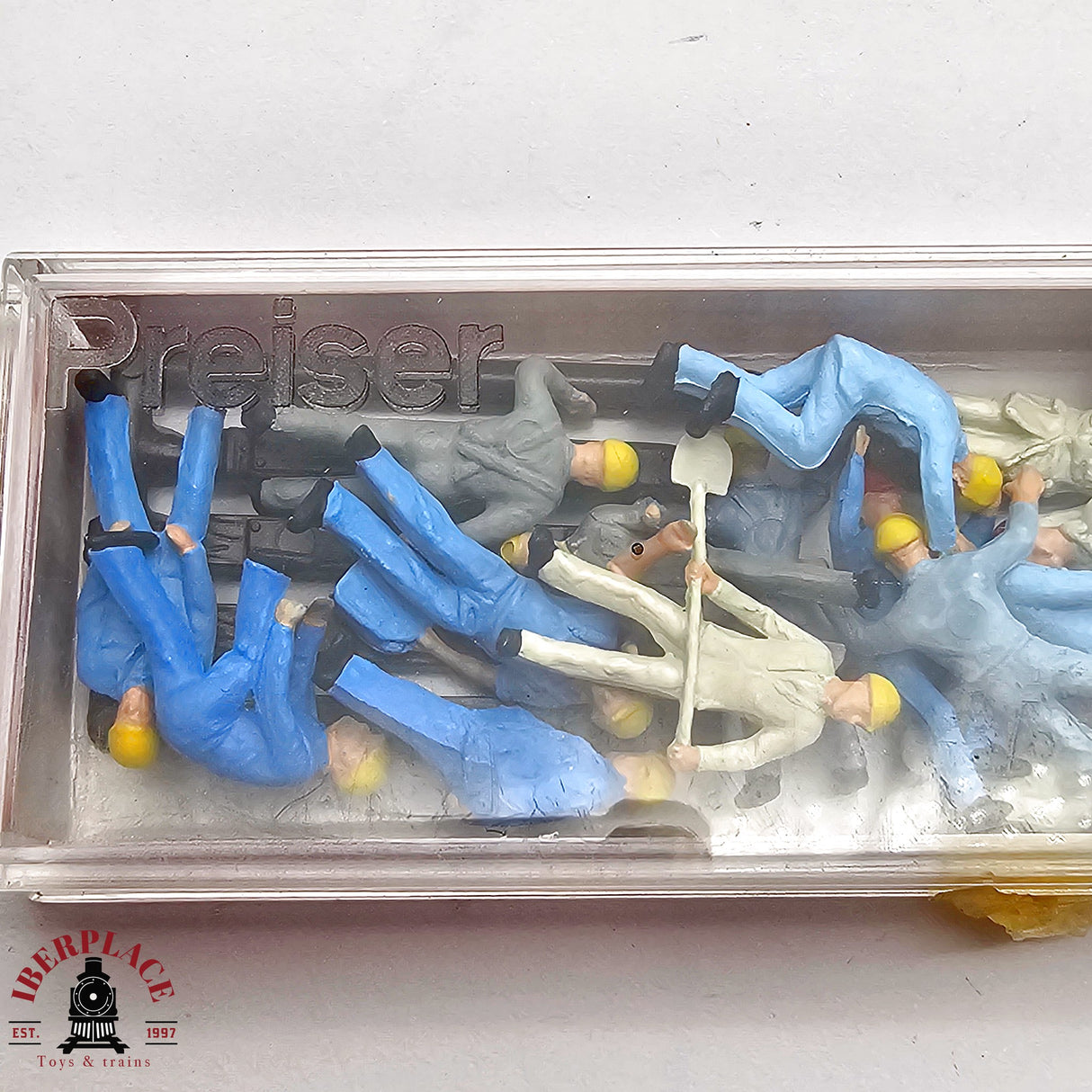 ♻️ 2da mano - 2x Preiser Figuras obreros barriles H0 escala 1:87 E13x