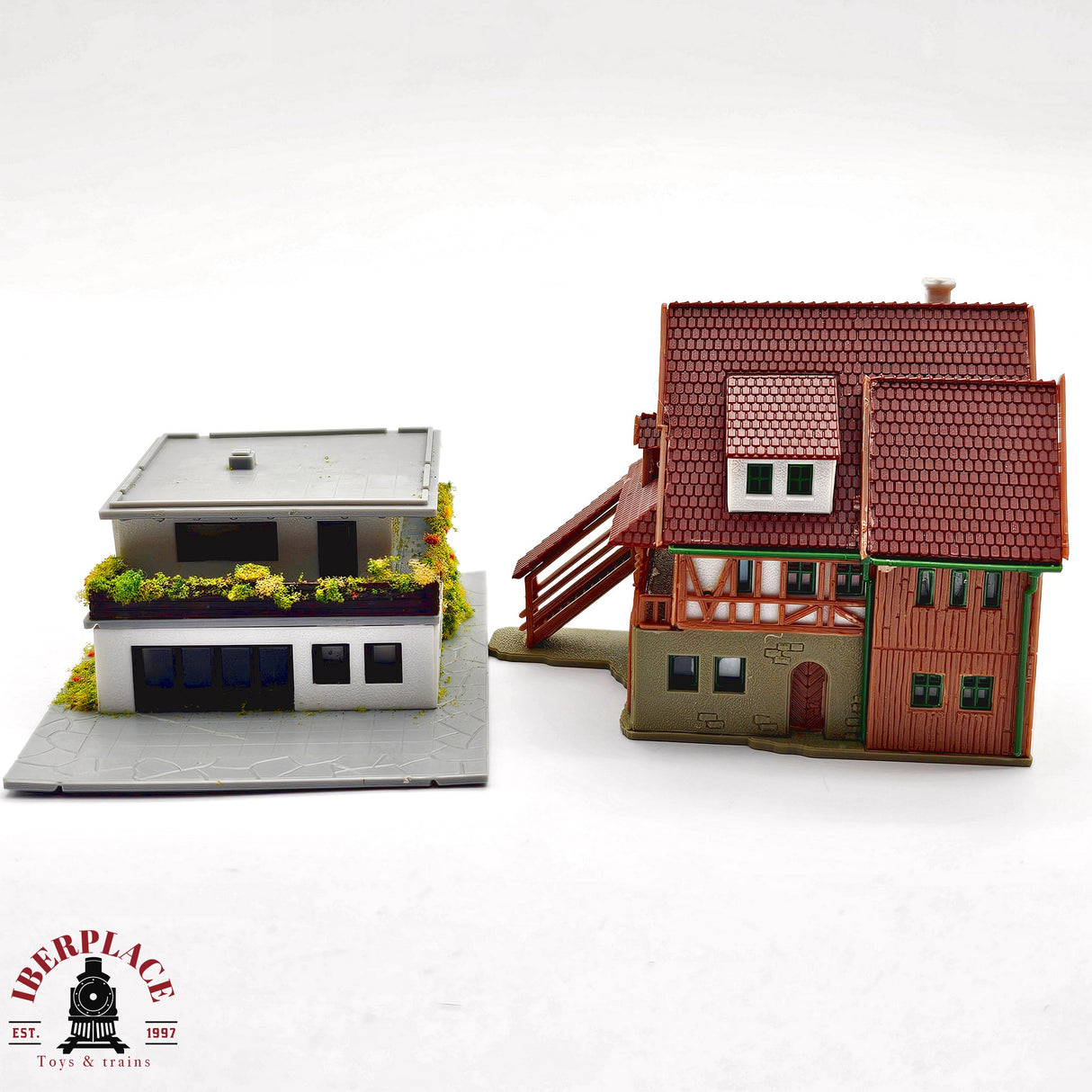 ♻️ 2da mano - Märklin Vollmer 2x casa adosada casa de campo Z escala 1:220 E14