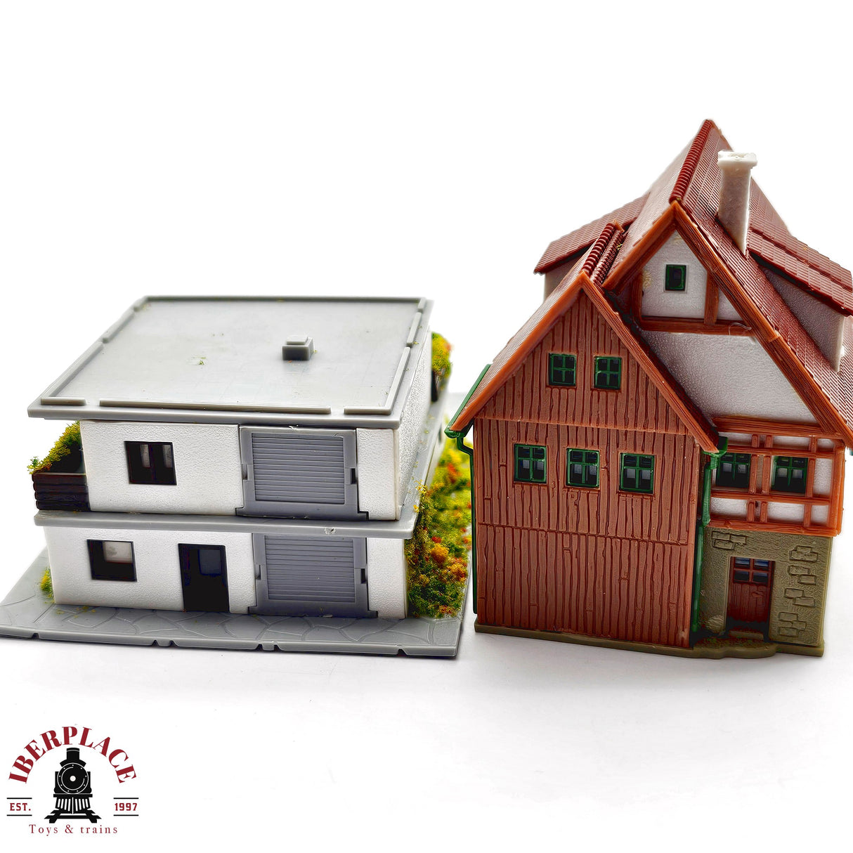 ♻️ 2da mano - Märklin Vollmer 2x casa adosada casa de campo Z escala 1:220 E14