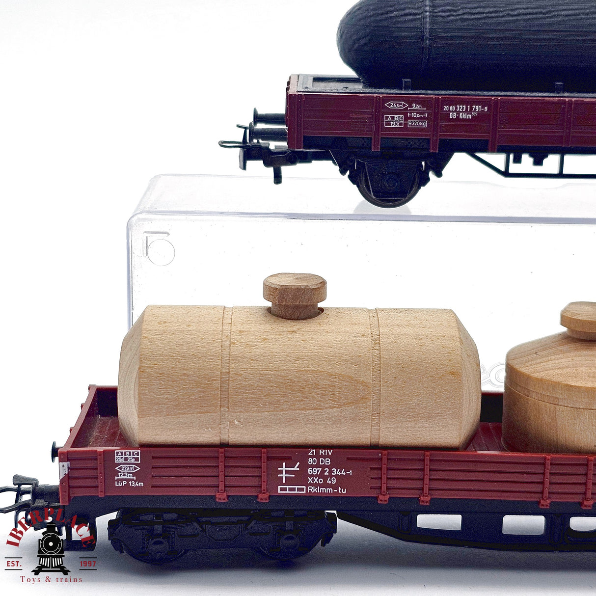 ♻️ 2da mano - Märklin 2x vagones plataforma DB con carga H0 escala 1:87 E14