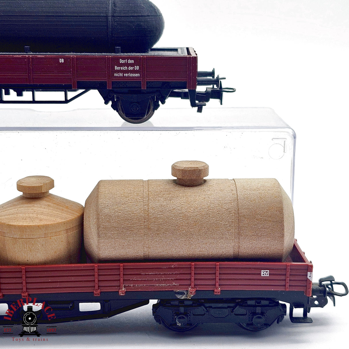 ♻️ 2da mano - Märklin 2x vagones plataforma DB con carga H0 escala 1:87 E14