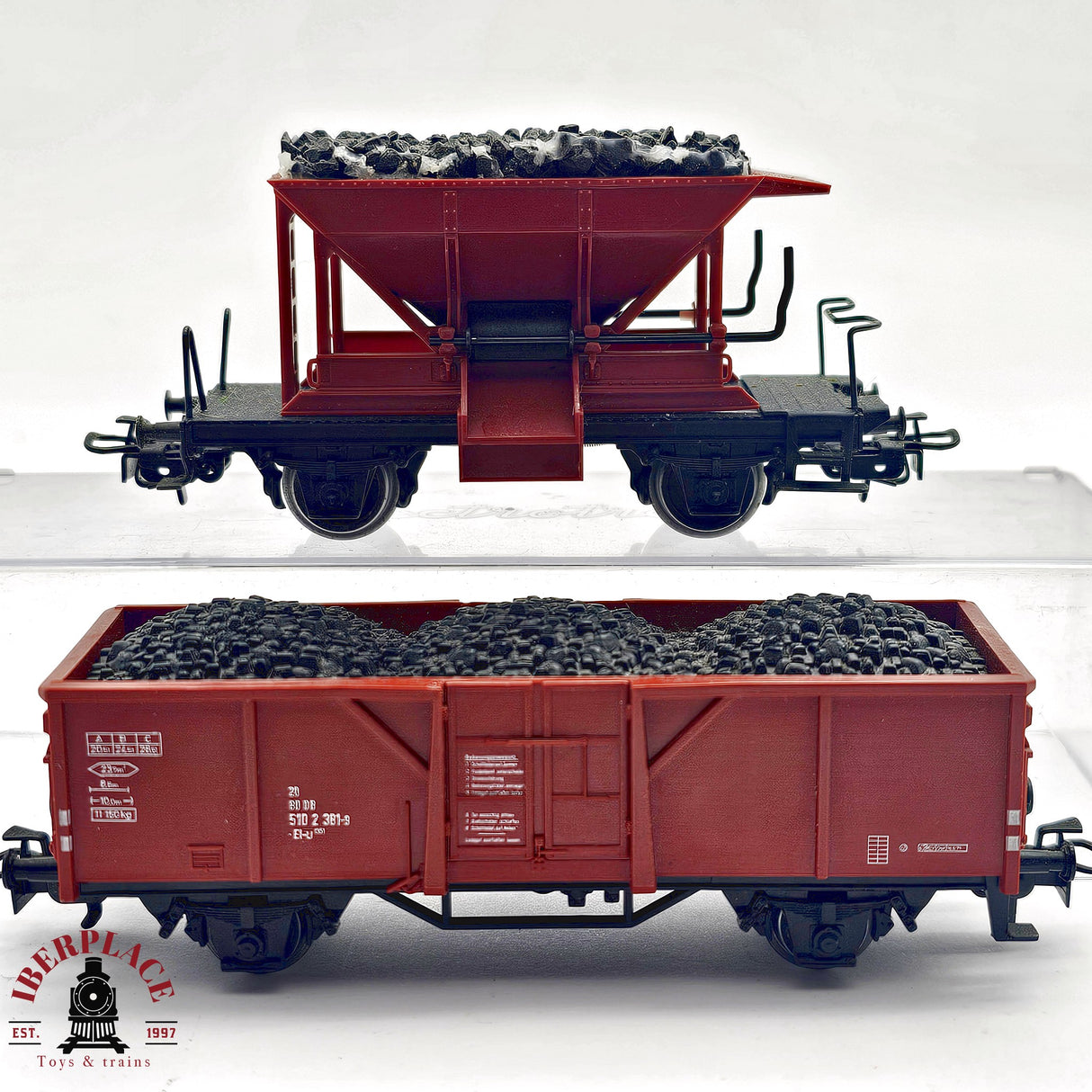 ♻️ 2da mano - Märklin 2x vagón abierto y vagón tolva con carbón DB H0 escala 1:87 E14