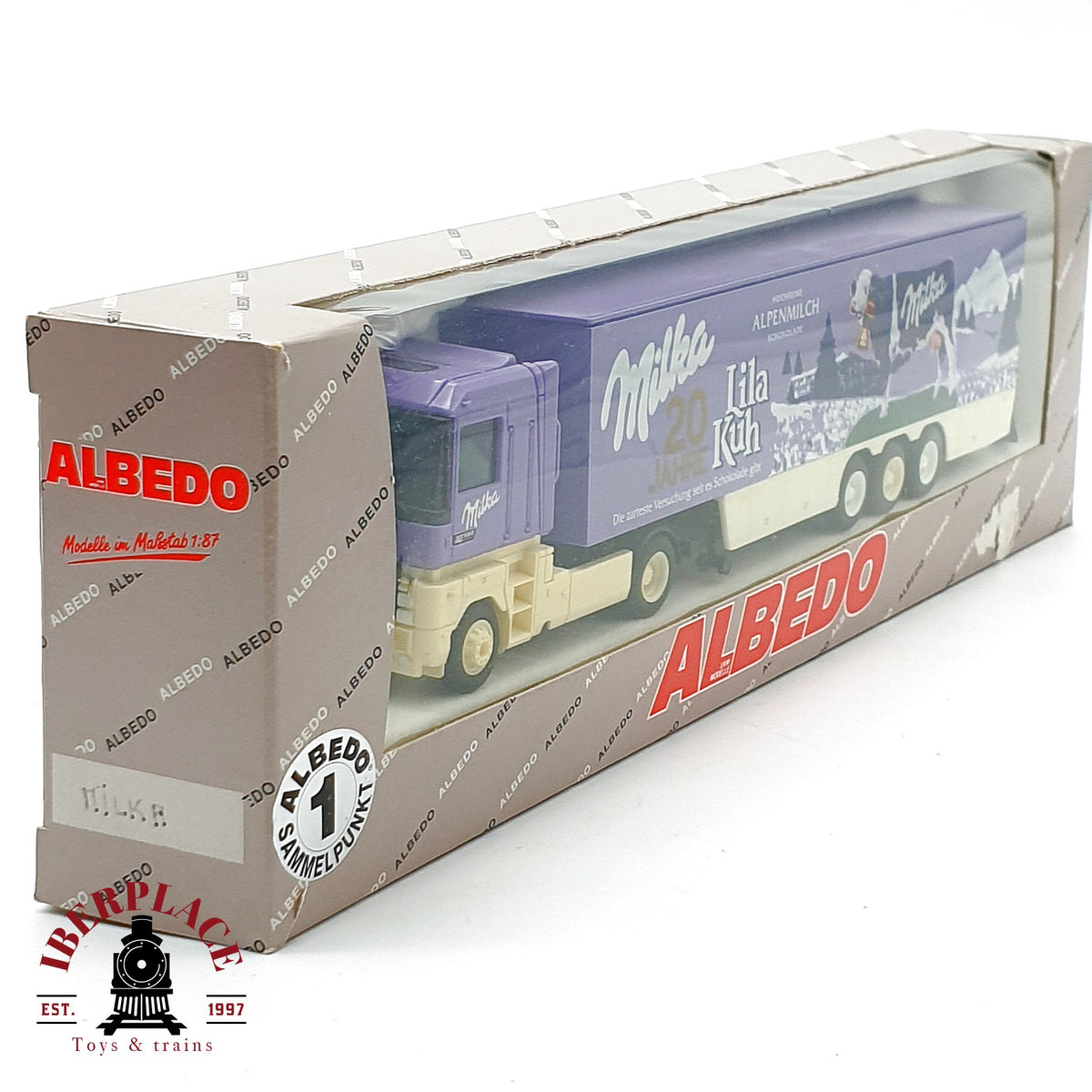 ♻️ ✨ Albedo camion trailer Renault AE Milka 20 Jahre Lila Kuh Escala H0 1:87
