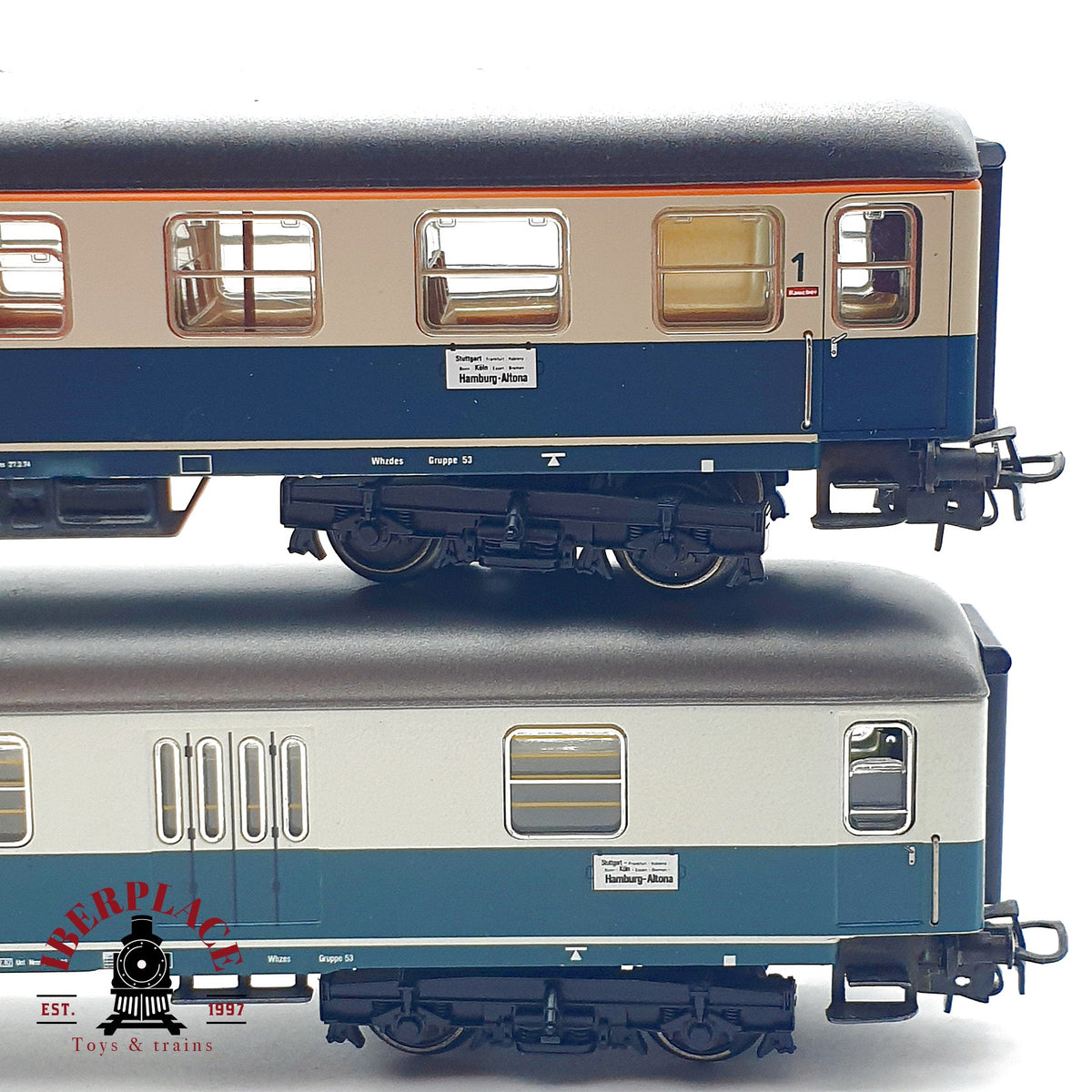 ♻️✨ Märklin 2x vagones pasajeros DB 4111 4112 1a 2a clase azul beige AC Escala H0 1:87