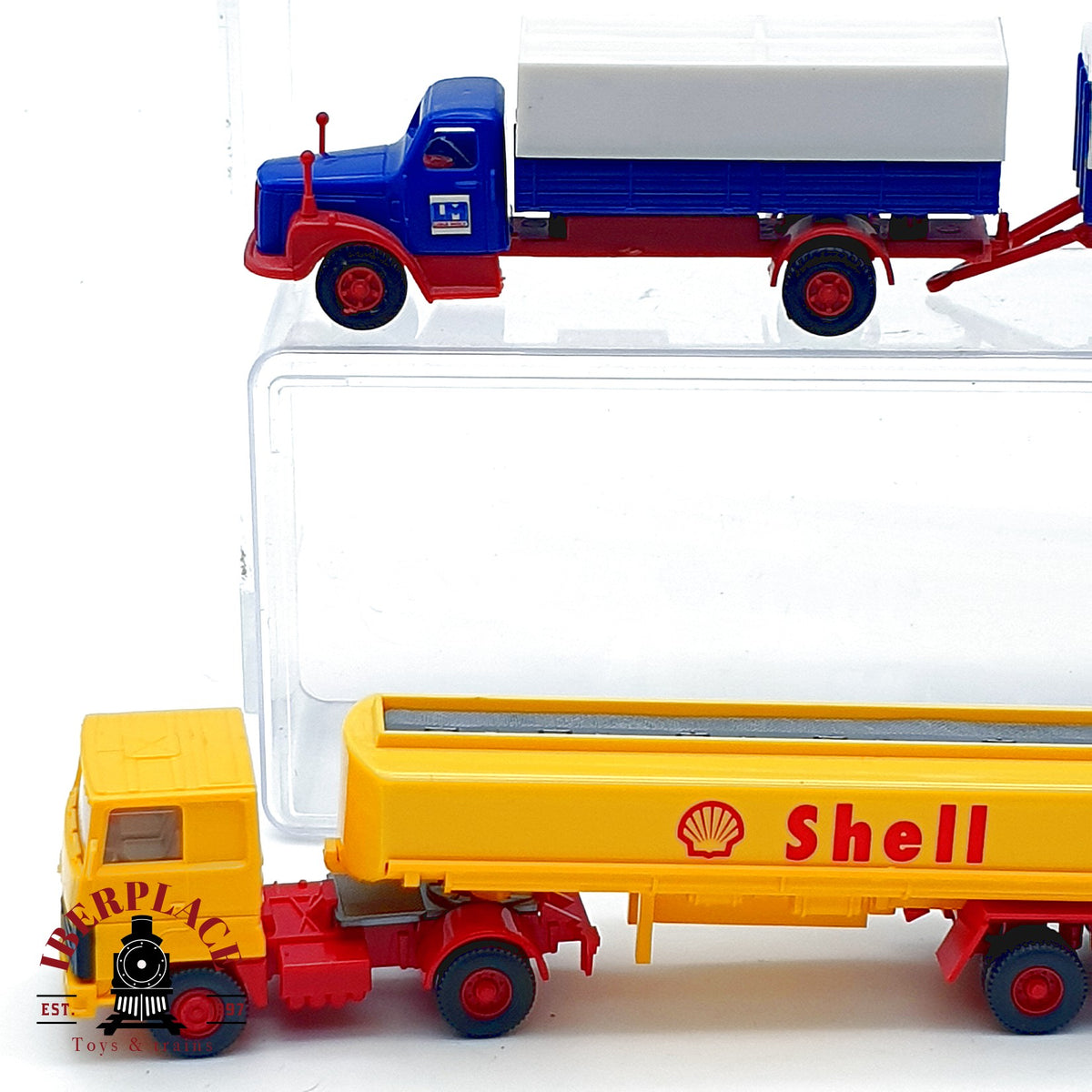 ♻️ 🚂 WIKING 9x vehiculos camiones cisterna Shell obras apisonadora Escala H0 1:87
