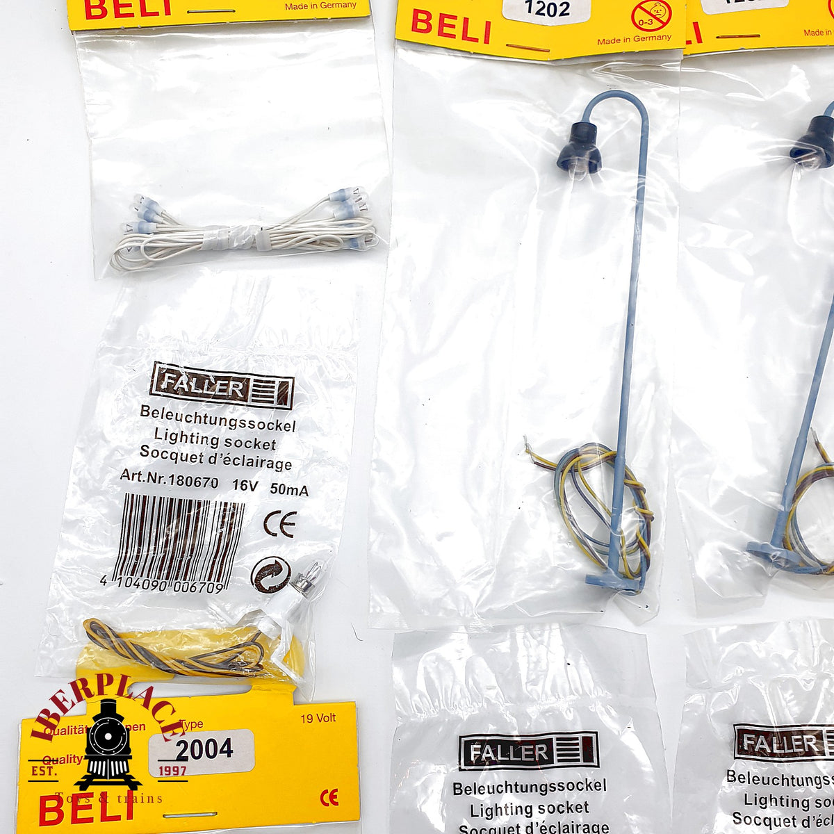 ♻️ 🚂 26x Faller Beli Beco Lote accesorios iluminacion zocalos farolas bombillas Escala H0 1:87