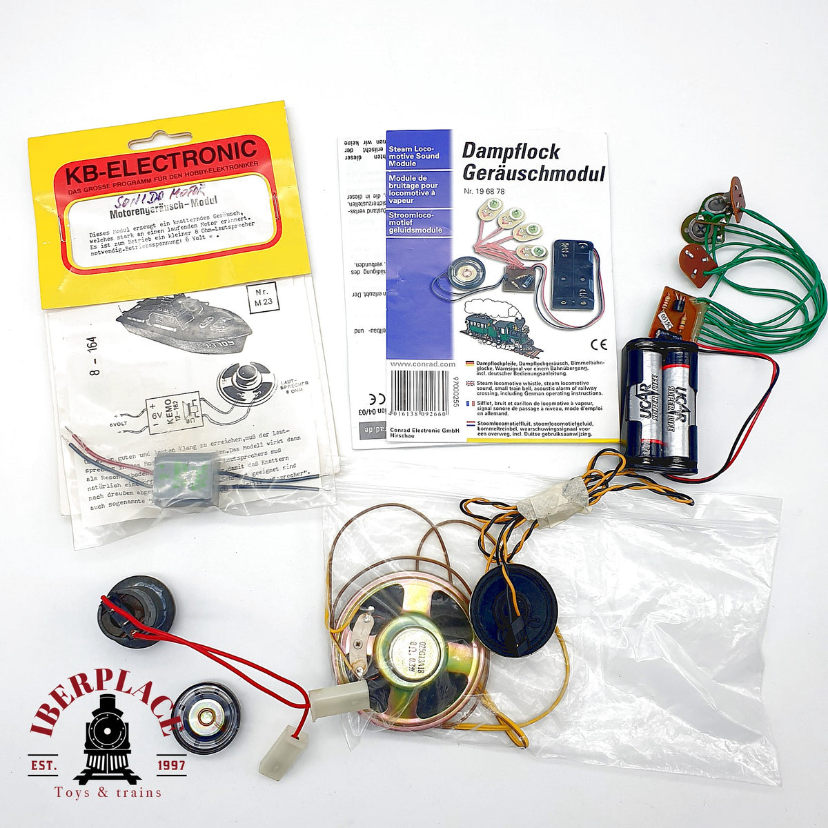 ♻️ 🚂 Conrad KB-Electronic Lote modulos de sonido vapor motor y altavoces Escala H0 1:87