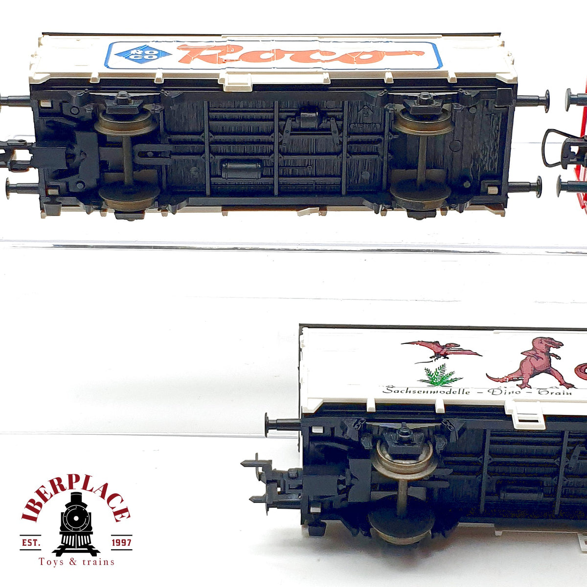 ♻️ Roco 3x vagones mercancias Sachsenmodelle Dino-Train Roco Cargo DB Escala H0 1:87