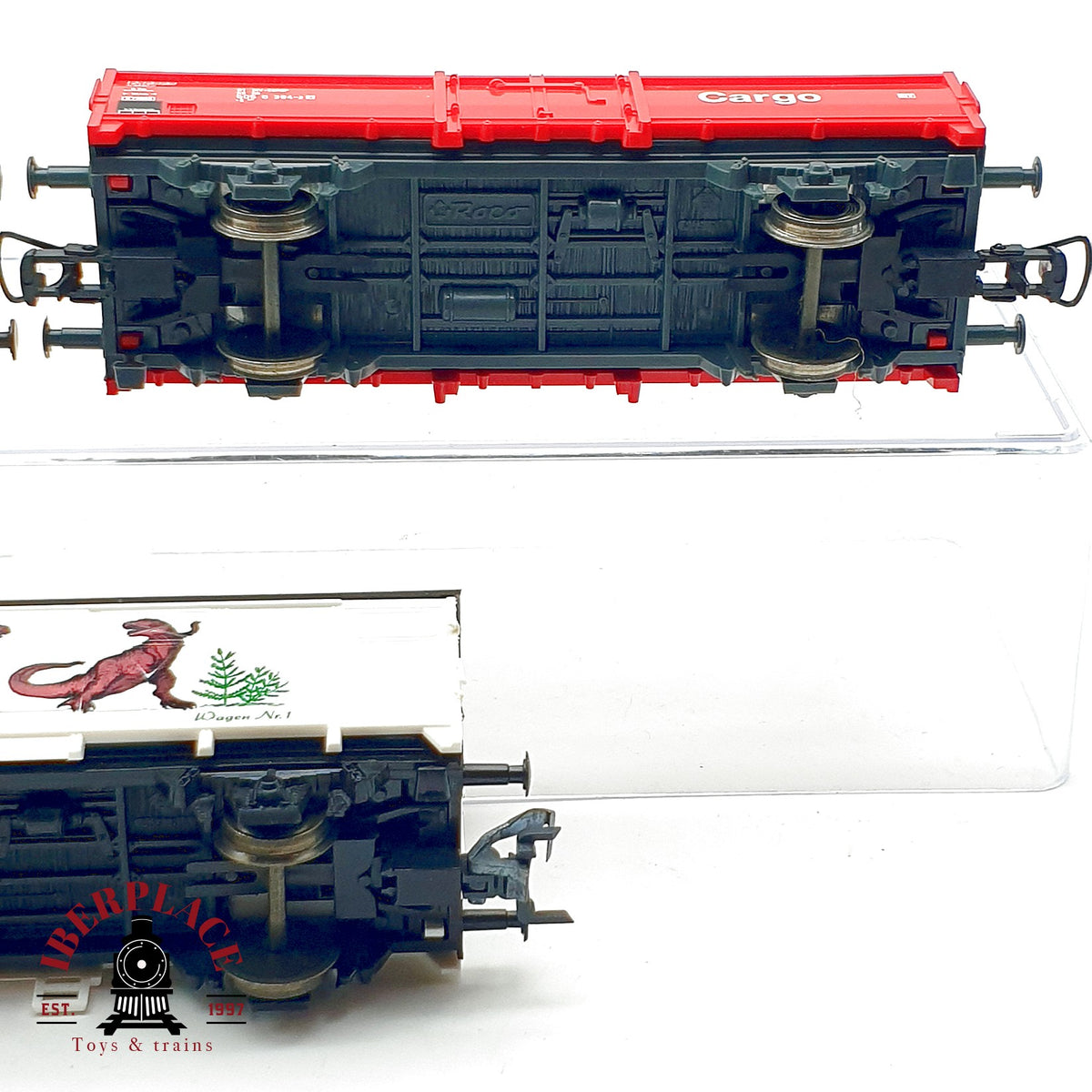 ♻️ Roco 3x vagones mercancias Sachsenmodelle Dino-Train Roco Cargo DB Escala H0 1:87