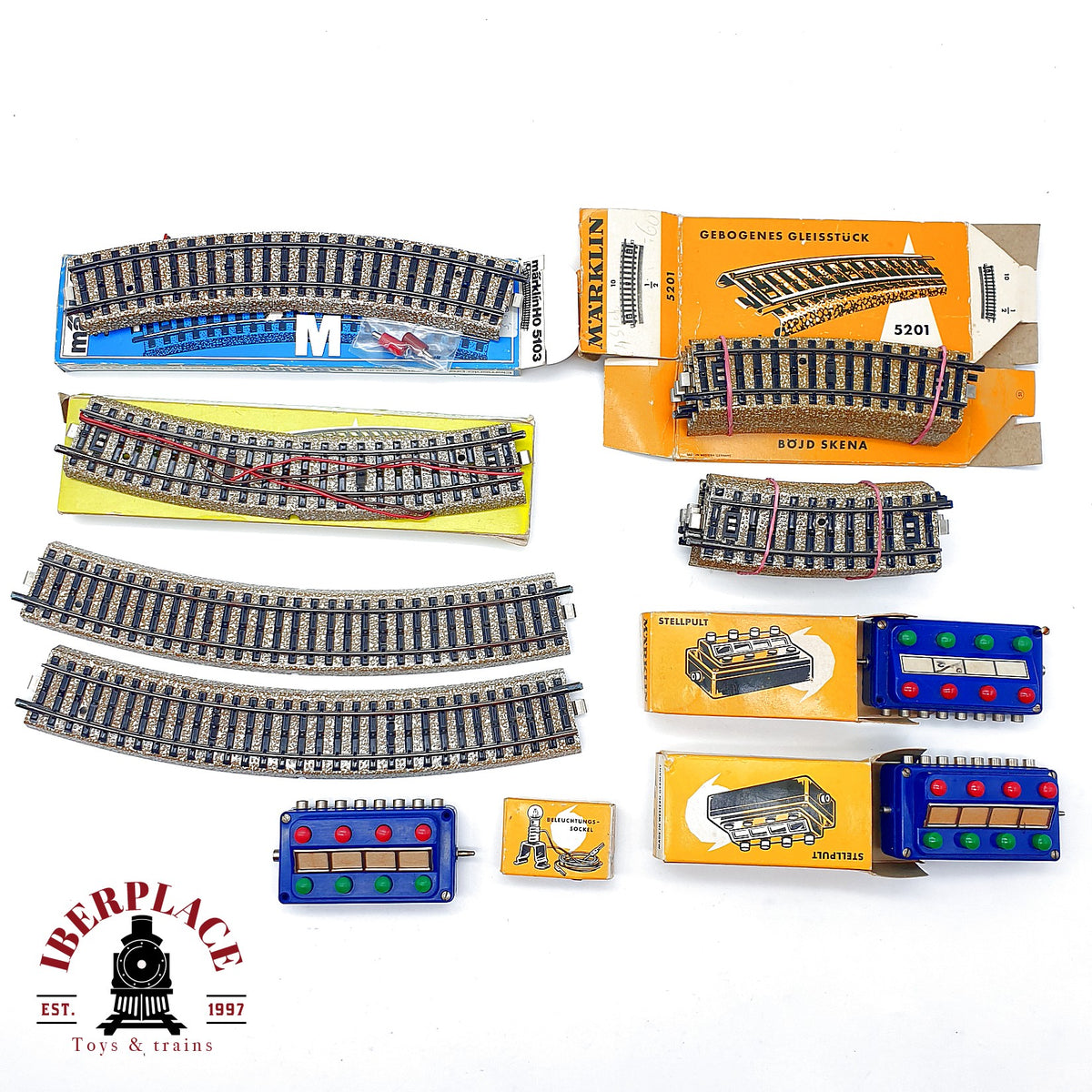 ♻️ ✨ Märklin 17x vías curvas 5103 5201 sistema M 5103 5201 pupitres mando Escala H0 1:87