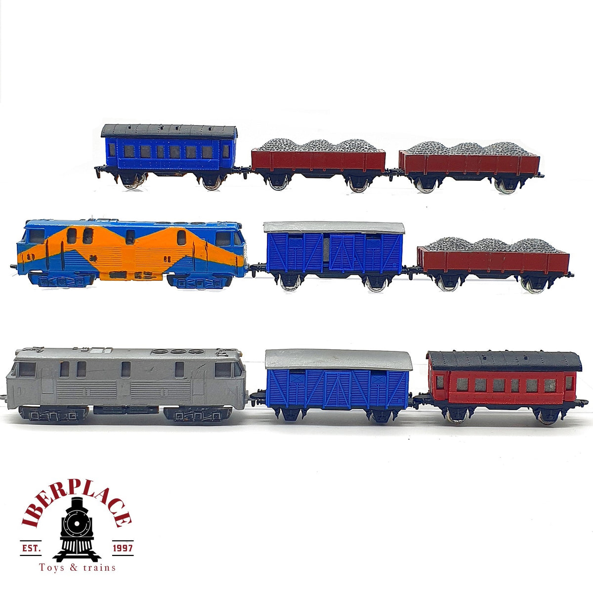 ♻️ 🚂 Extra Things Lote trenes hierro fundido para decoración compatibles vías N años 80 - N escala 1:160