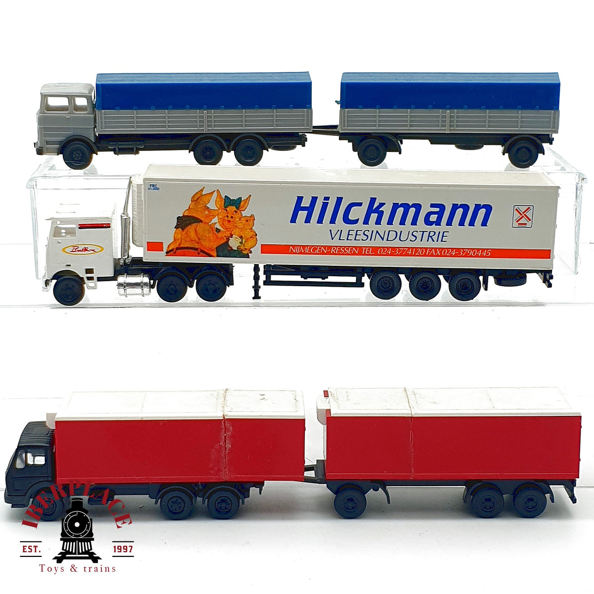 ♻️ 🚂 WIKING Roco 3x Camiones LKW Hilckmann Vleesindustrie Anhänger Escala N 1:160