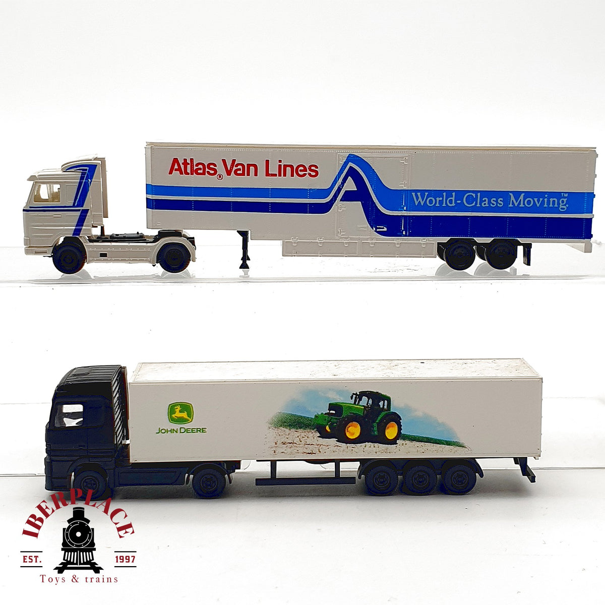 ♻️ 🚂 WIKING 2x Camiones LKW Atlas Van Lines John Deere Trailer Escala N 1:160