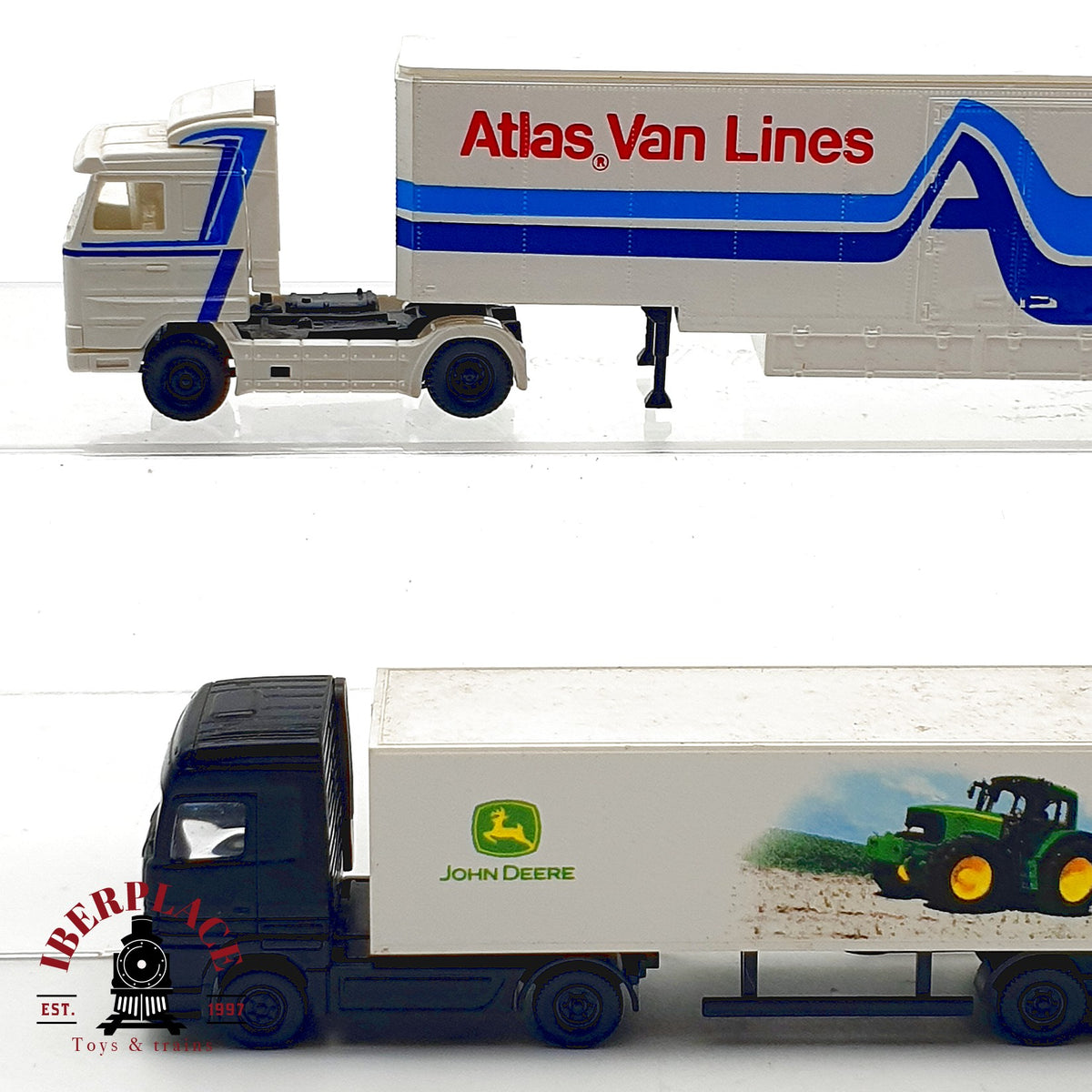 ♻️ 🚂 WIKING 2x Camiones LKW Atlas Van Lines John Deere Trailer Escala N 1:160