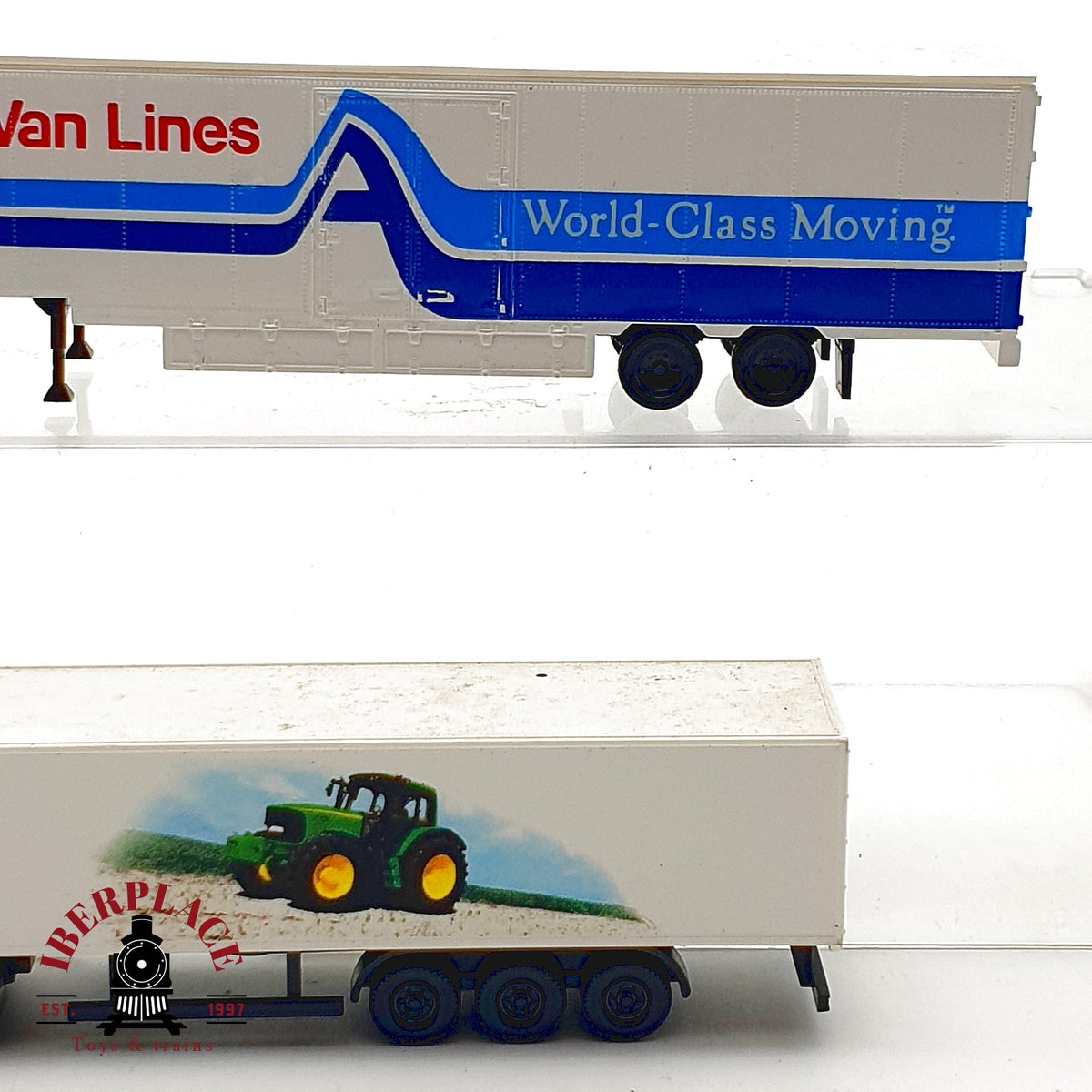 ♻️ 🚂 WIKING 2x Camiones LKW Atlas Van Lines John Deere Trailer Escala N 1:160