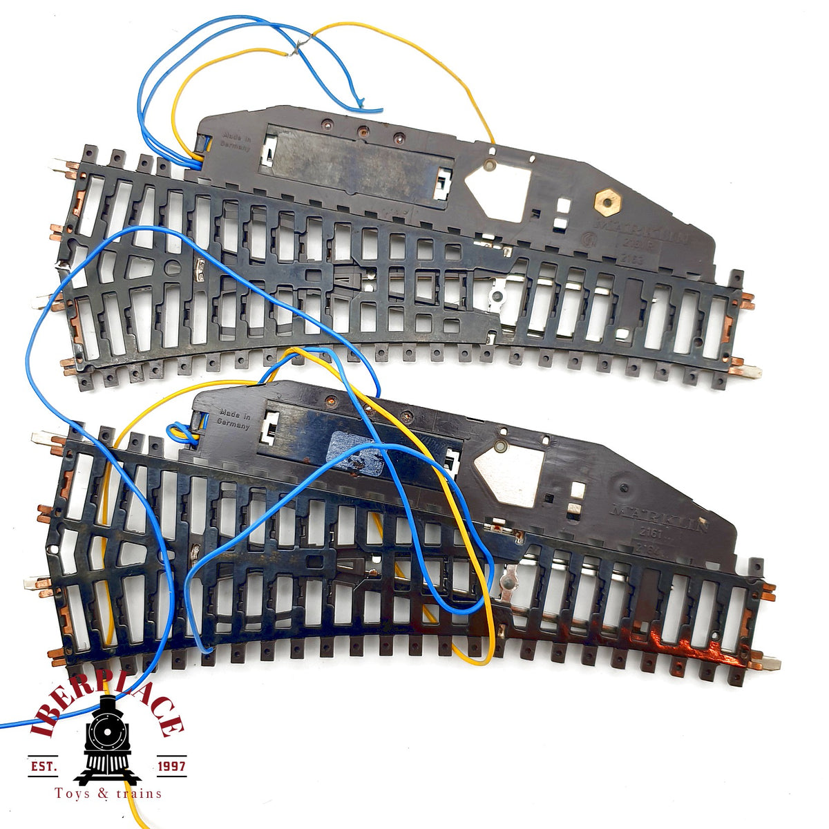 ♻️ Märklin 2x 2161 desvíos eléctricos a la derecha sistema K 🟡 GRADE B Escala H0 1:87