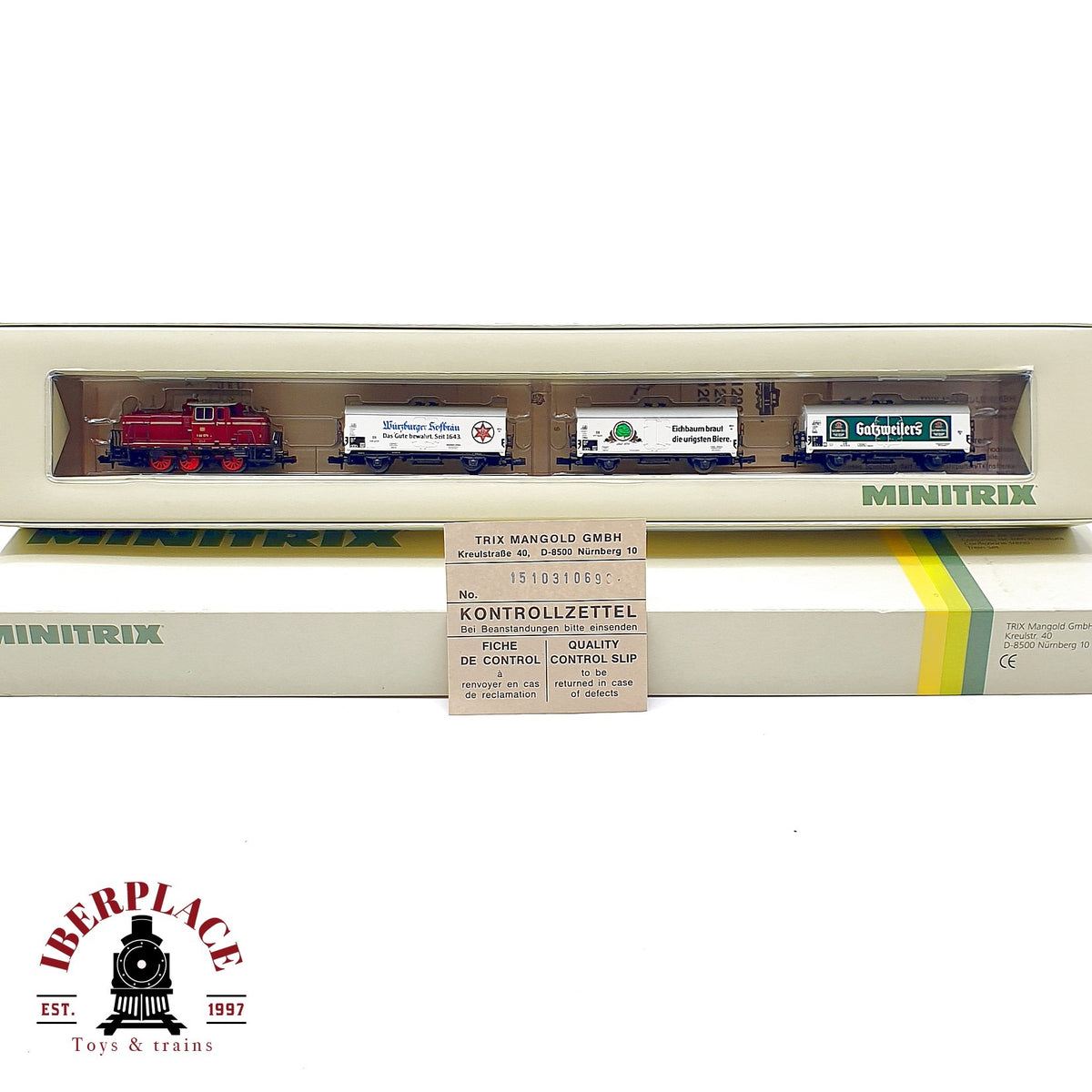 ♻️ Minitrix 11031 Set tren tractora V36 DB 3 vagones cerveceros escala N 1:160