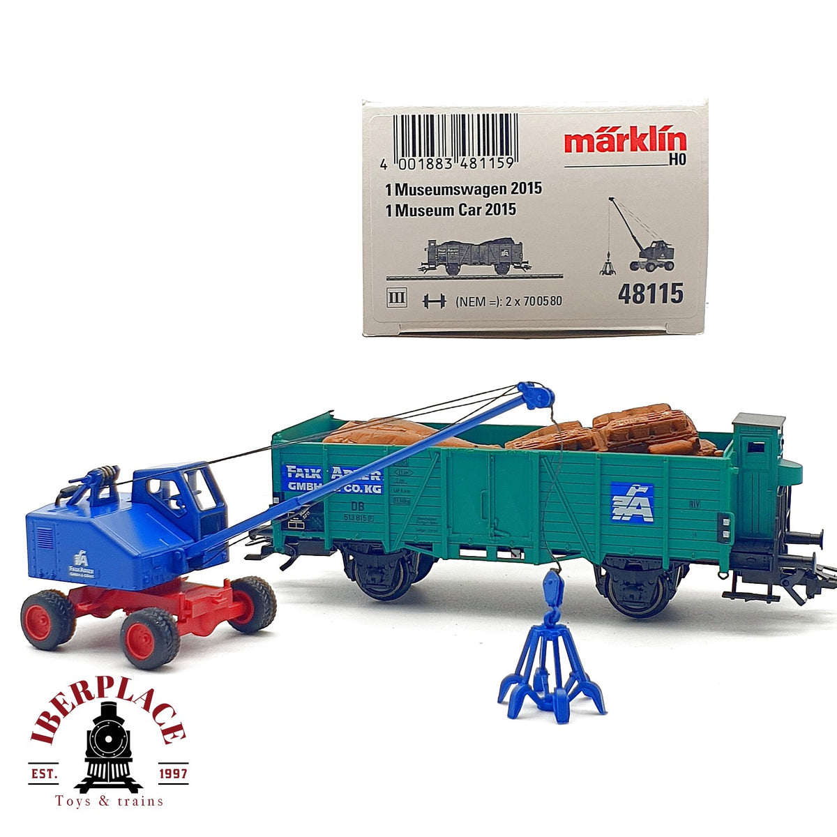 ♻️✨ Märklin 48115 Museum 2015 Vagon mercancias Grua Falk Adler DB Ep II AC Escala H0 1:87