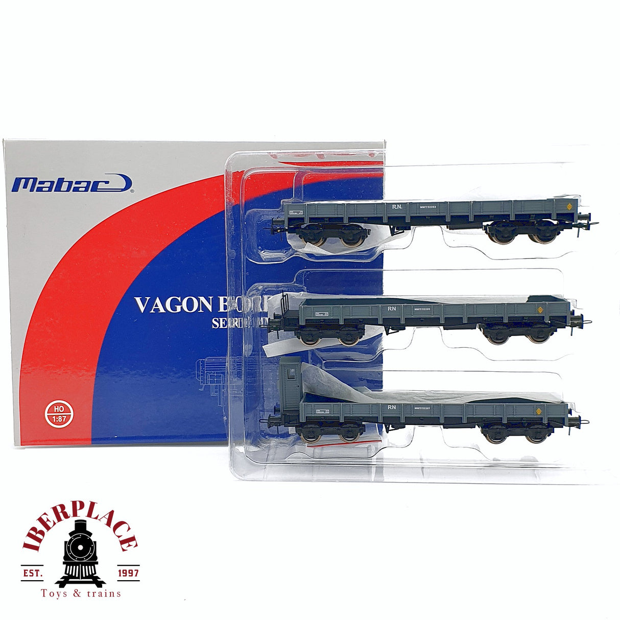 🆕 Mabar - 81402 Set 3 vagones borde bajo serie MM RENFE Nuevo en caja H0 escala 1:87