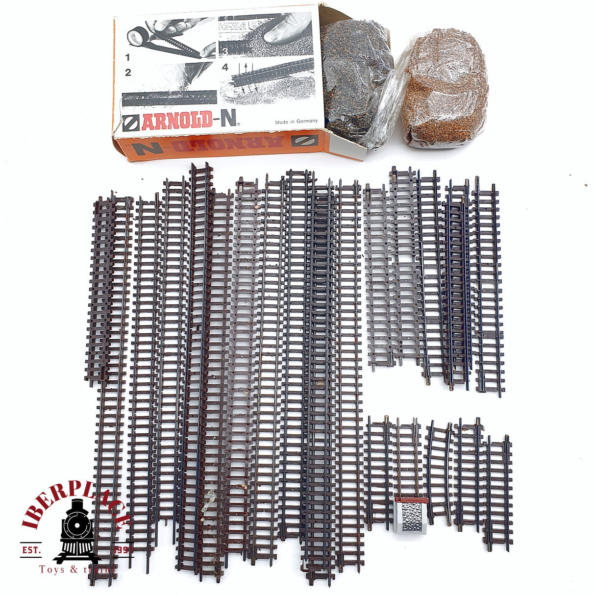 ♻️ 2da mano - 24x Arnold 1930 1010 1121 vías rectas balasto para vías N escala 1:160