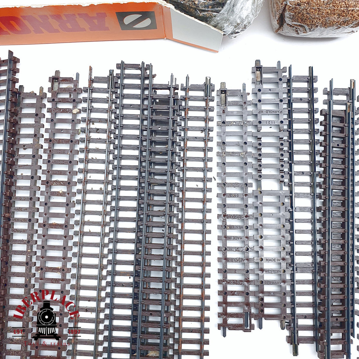 ♻️ 2da mano - 24x Arnold 1930 1010 1121 vías rectas balasto para vías N escala 1:160