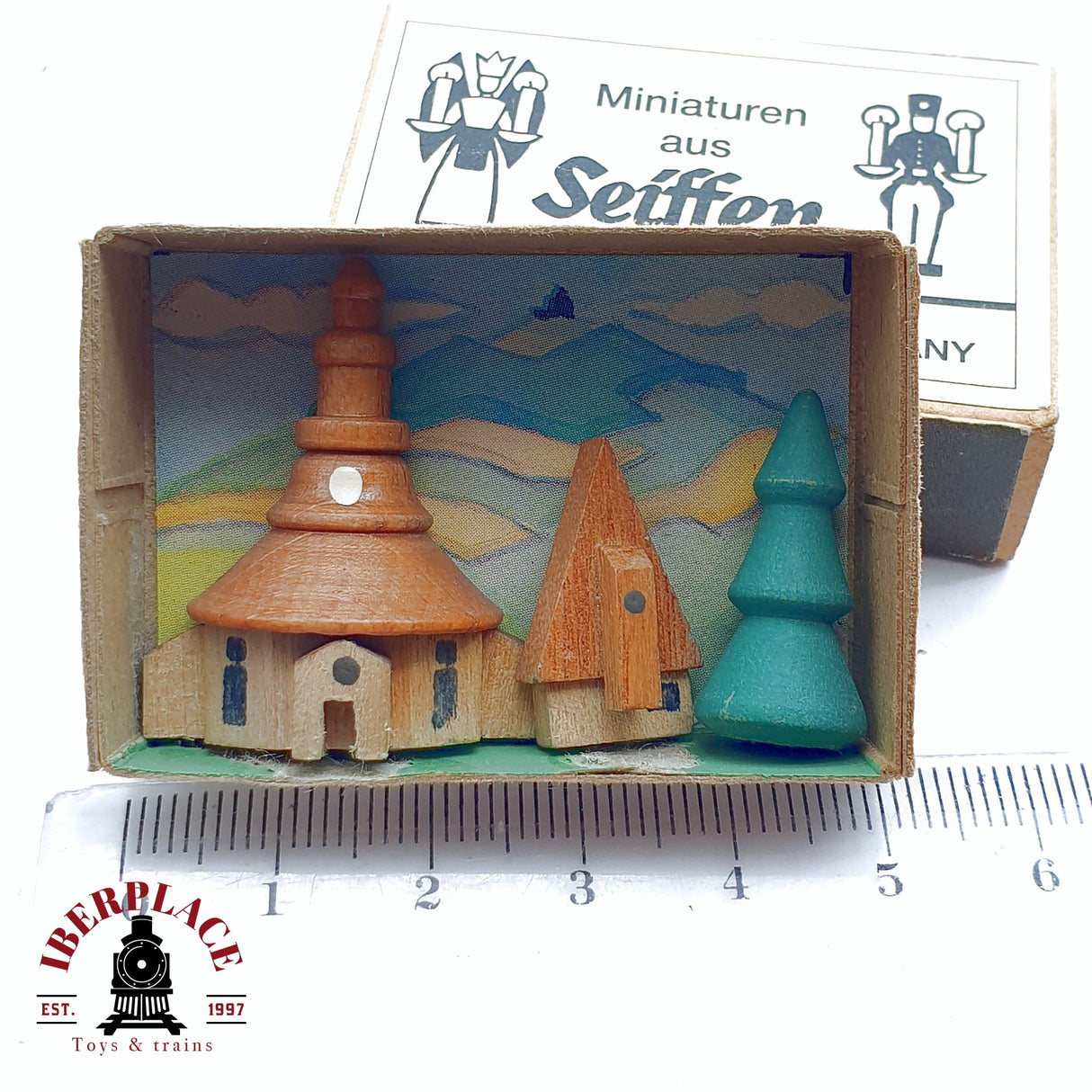 ♻️ 2da mano - Seiffen figuras en minuatura antiguas de madera iglesia