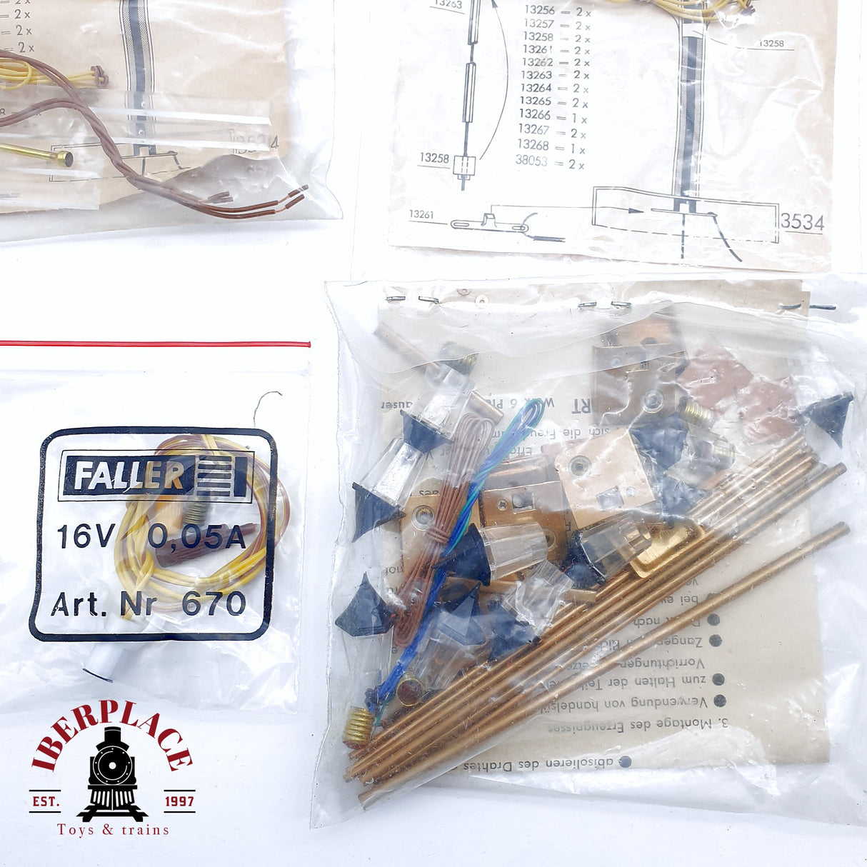 ♻️ 2da mano - Vollmer Faller Postes de luz, bombillas, cable Brawa H0 escala 1:87