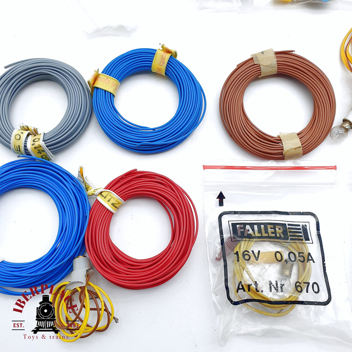 ♻️ 2da mano - Brawa Faller bombillas, cables azul, marrón, gris H0 escala 1:87