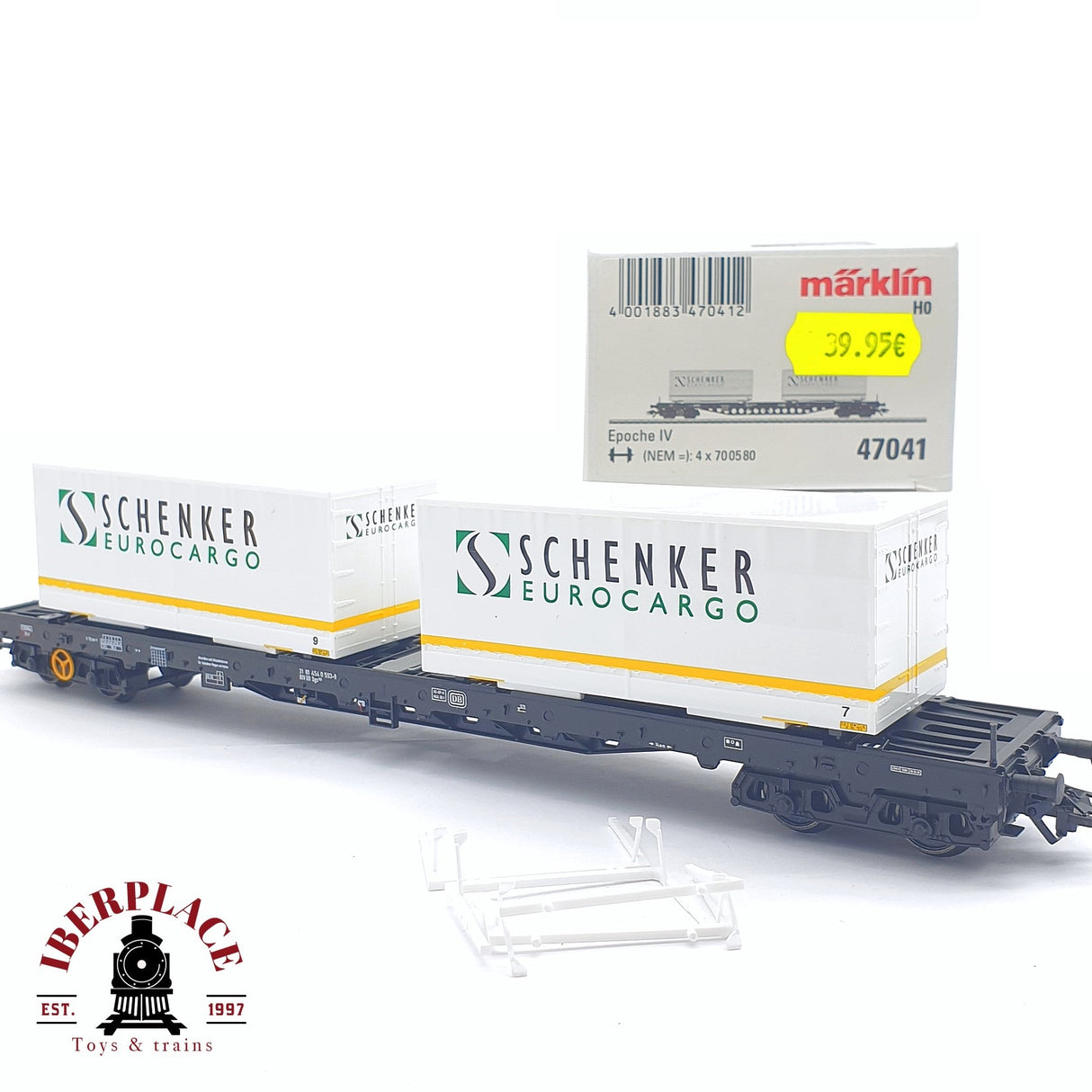 ♻️ 2 mano - Märklin 47041 plataforma con contenedores Eurocargo DB H0 escala 1:87 TEN03