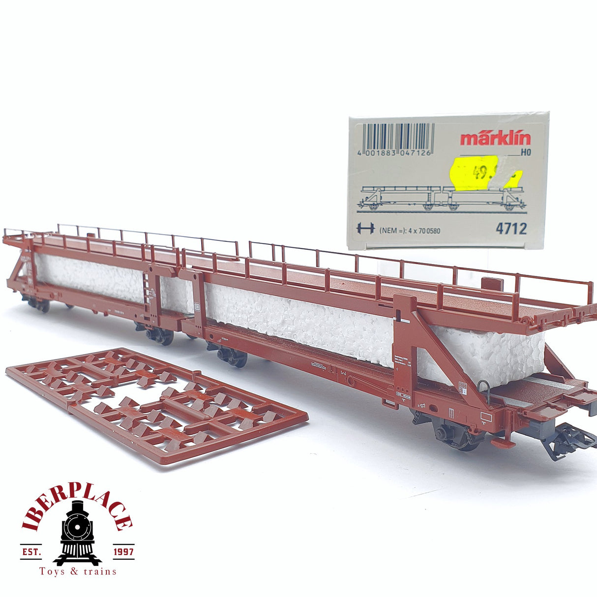 ♻️ 2 mano - Märklin 4712 vagón portacoches DB H0 escala 1:87 TEN03